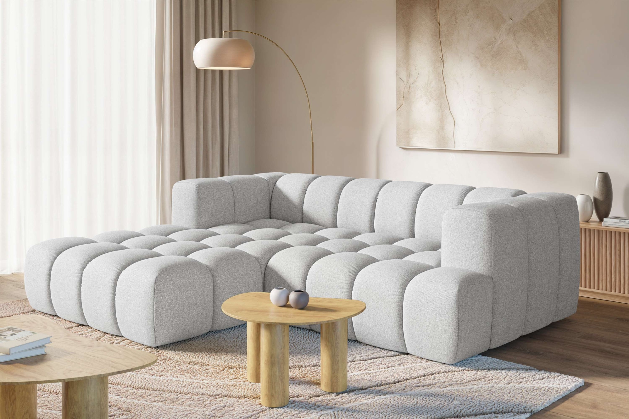 homsy by Ana Johnson Ecksofa ""XL" BOUBELLE L-Form extra tief, Design: Bubble-Optik, Breite 247cm" hoher Sitzkomfort dank Wellenunterfederung, XL Sitztiefe 100 cm