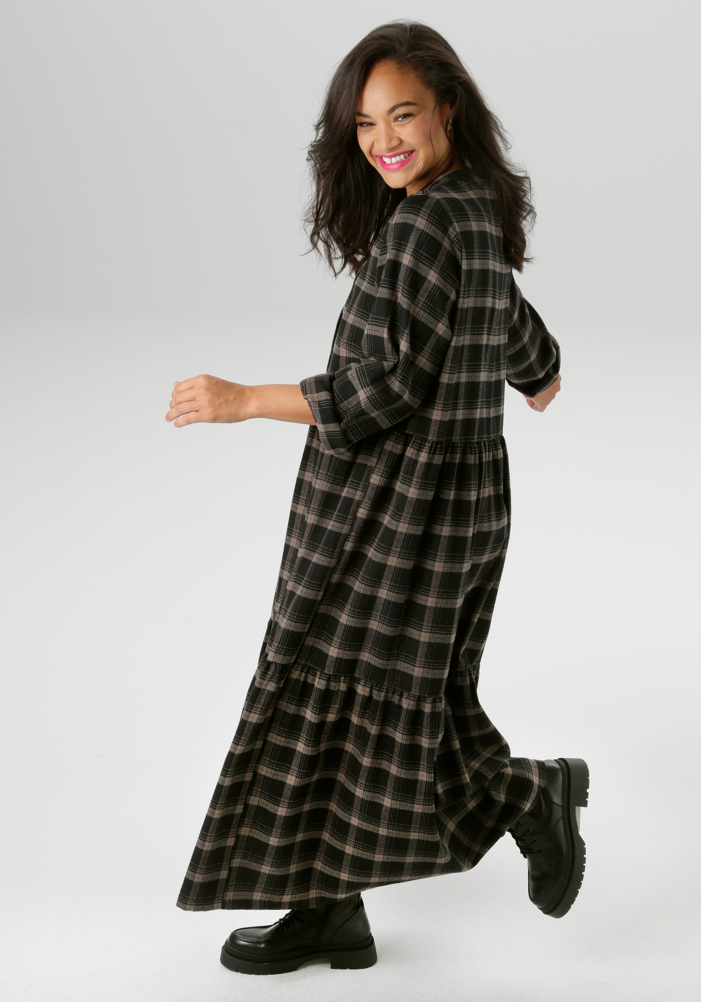 Aniston PLUS Karokleid, aus weicher Flanell mit Karo - NEUE KOLLEKTION