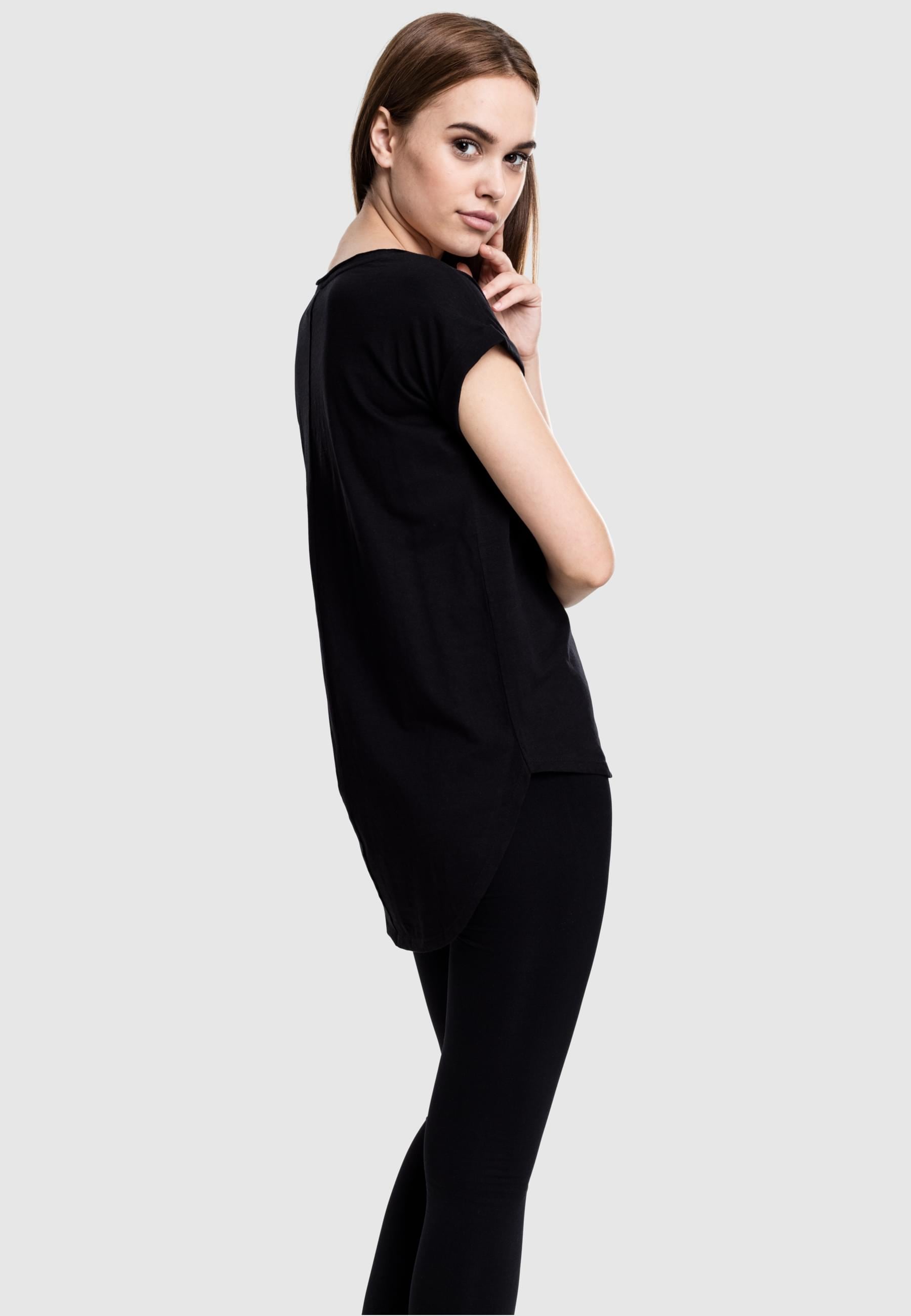 URBAN CLASSICS Kurzarmshirt »Urban Classics Damen Ladies Long Back Shaped Slub Tee«, (1 tlg.)
