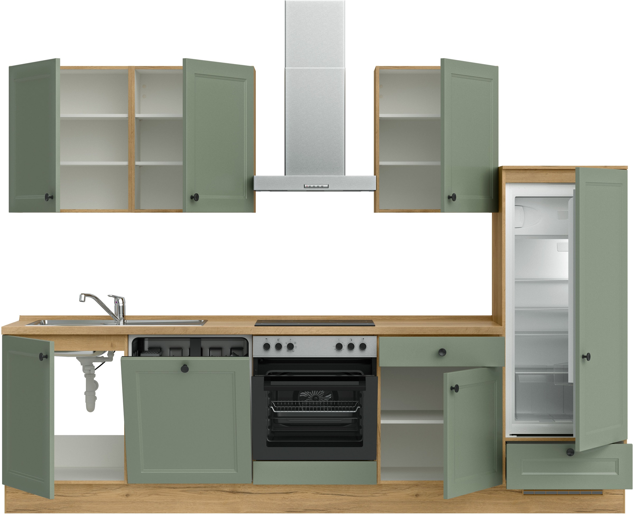 nobilia® Küchenzeile »"Cascada I"«, vormontiert, Ausrichtung wählbar, Breite 300 cm, wahlw. mit E-Geräten