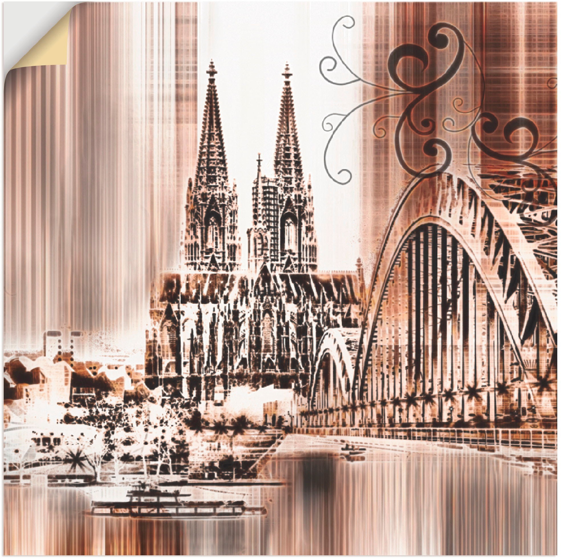 Artland Wandbild "Köln Skyline Collage VI", Architektonische Elemente, (1 St.), als Leinwandbild, Wandaufkleber in versc