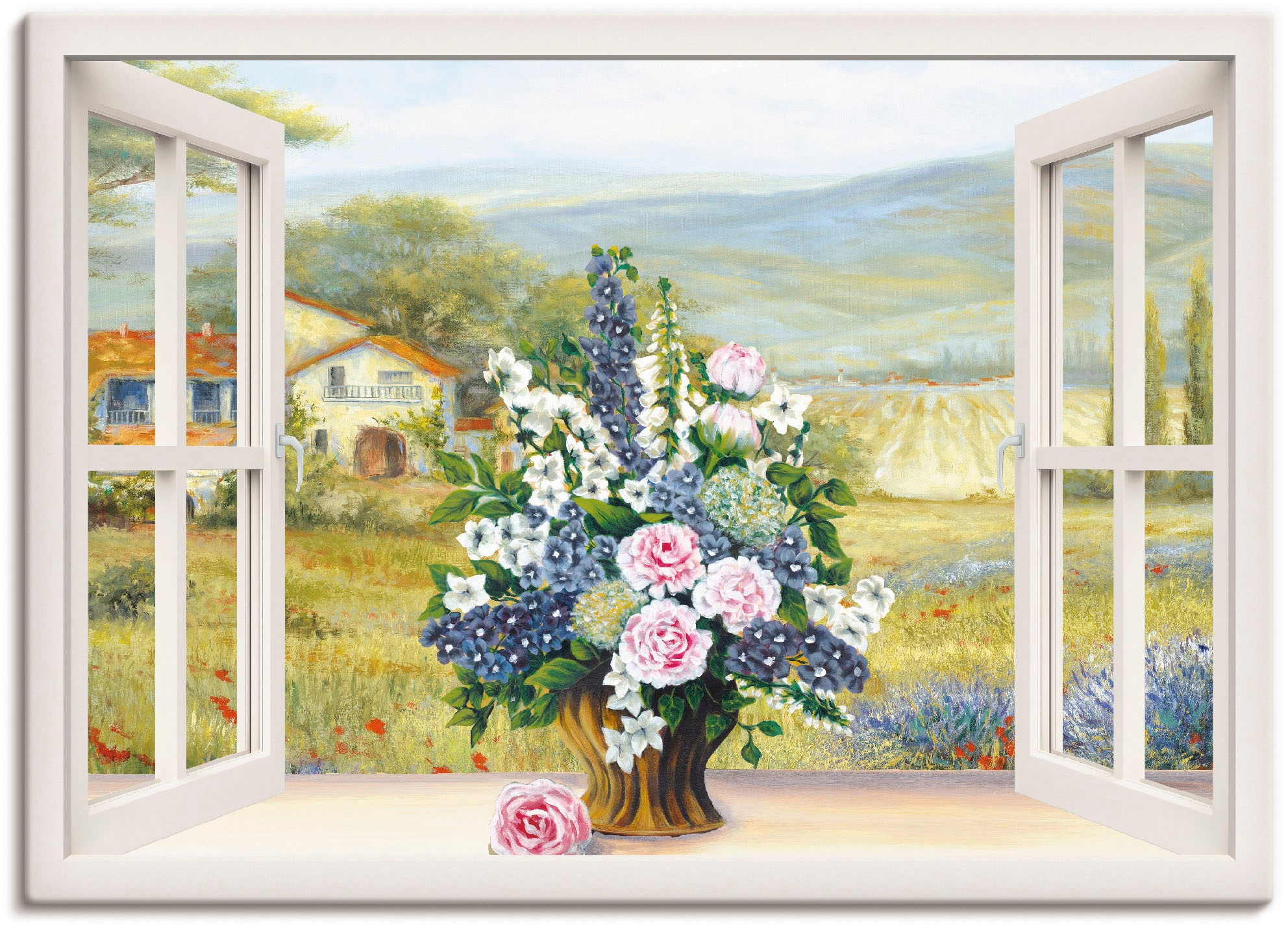 Artland Wandbild »Blumenbouquet am weißen Fenster«, Arrangements, (1 St.),  als Leinwandbild, Wandaufkleber oder Poster in versch. Größen kaufen | BAUR