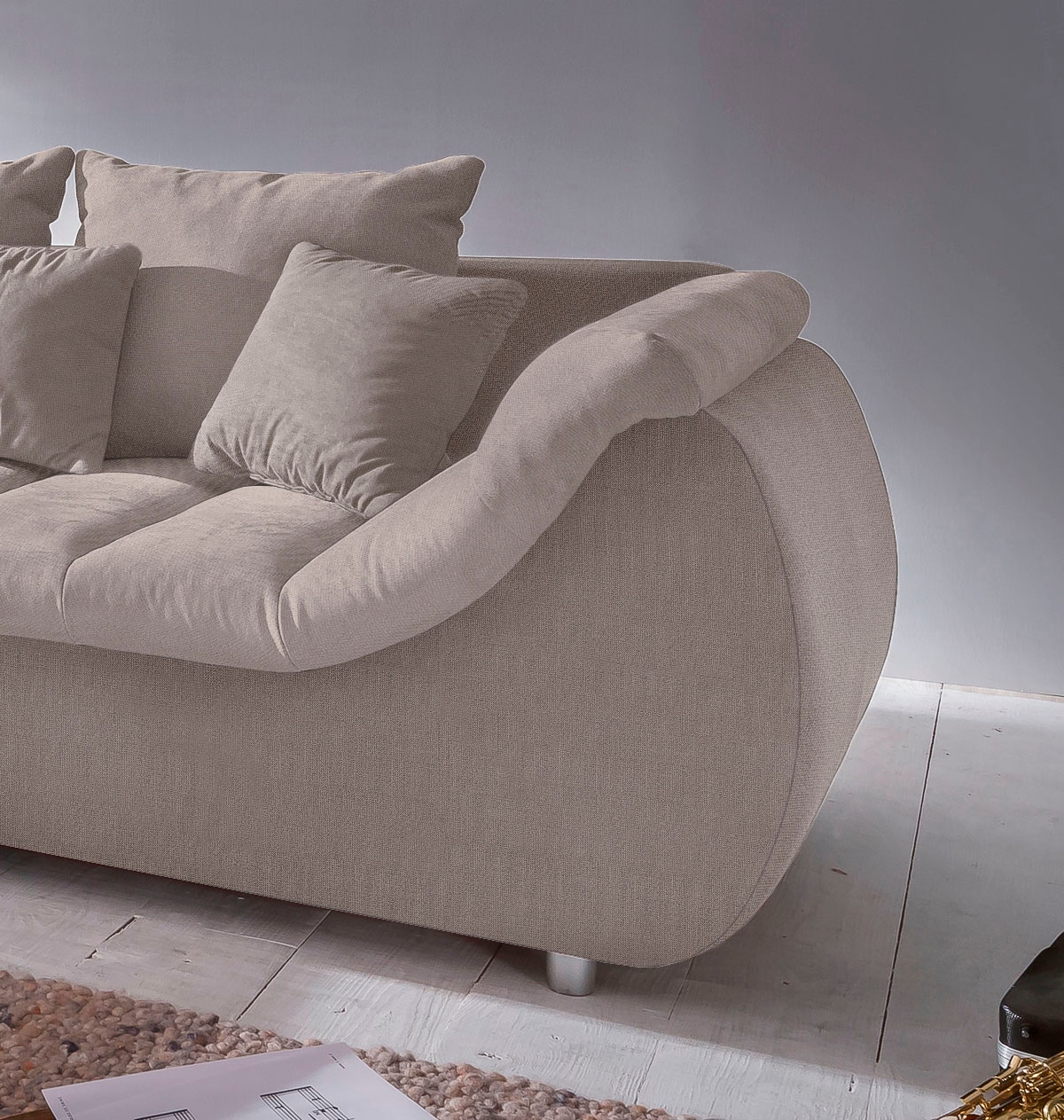 INOSIGN Ecksofa »Imola elegant und bequem, aktuelle Steppung im Sitz, L-Form«, wahlweise mit Bettfunktion
