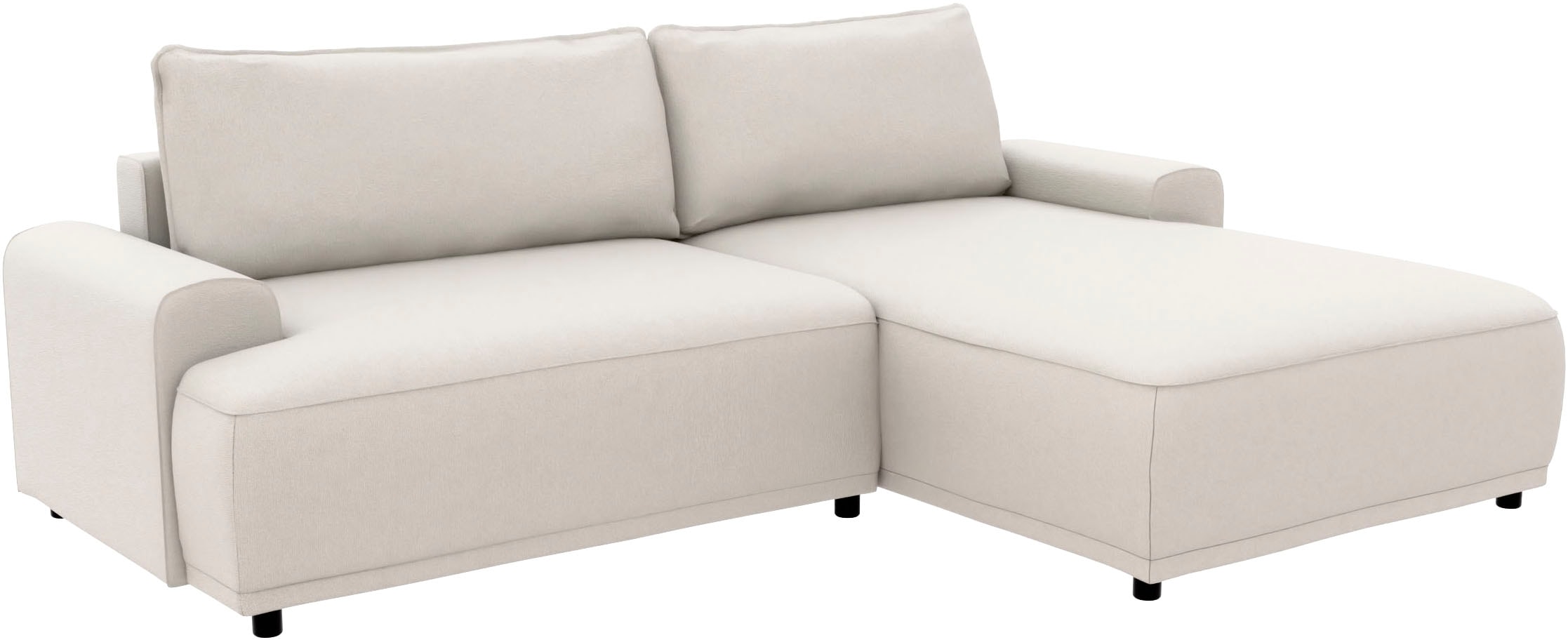 TRENDMANUFAKTUR Ecksofa »Fordon, Schlafsofa mit Bettkasten, Couch in L-Form, Breite 250 cm«, in Struktur LUMOS, 3D-Effekt, sandgrau, Recamiere rechts