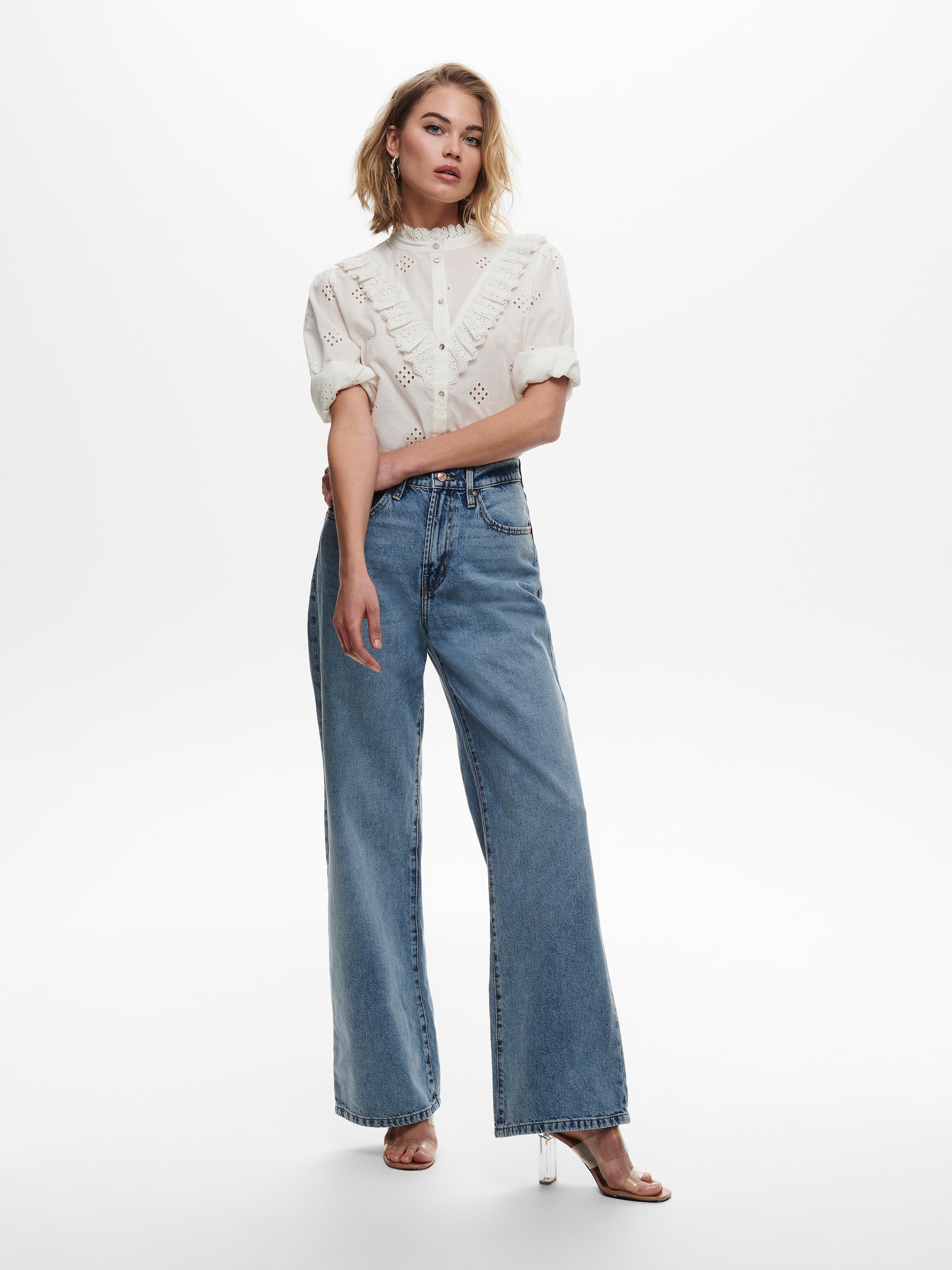ONLY High-waist-Jeans »ONLHOPE HW WIDE DNM REA345 NOOS« Baumwolle