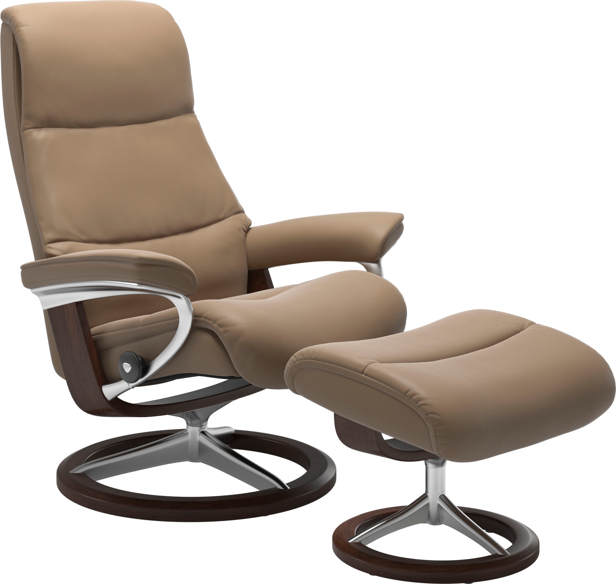 Relaxsessel STRESSLESS "View", braun (almond paloma), B:82cm H:109cm T:81cm, Leder BATICK: BATICK ist ein leicht korrigiertes, durchgefärbtes und genarbtes Möbelleder, bei dem die meisten Unebenheiten und Spuren in der Regel entfernt wurden.;Leder PALOMA: