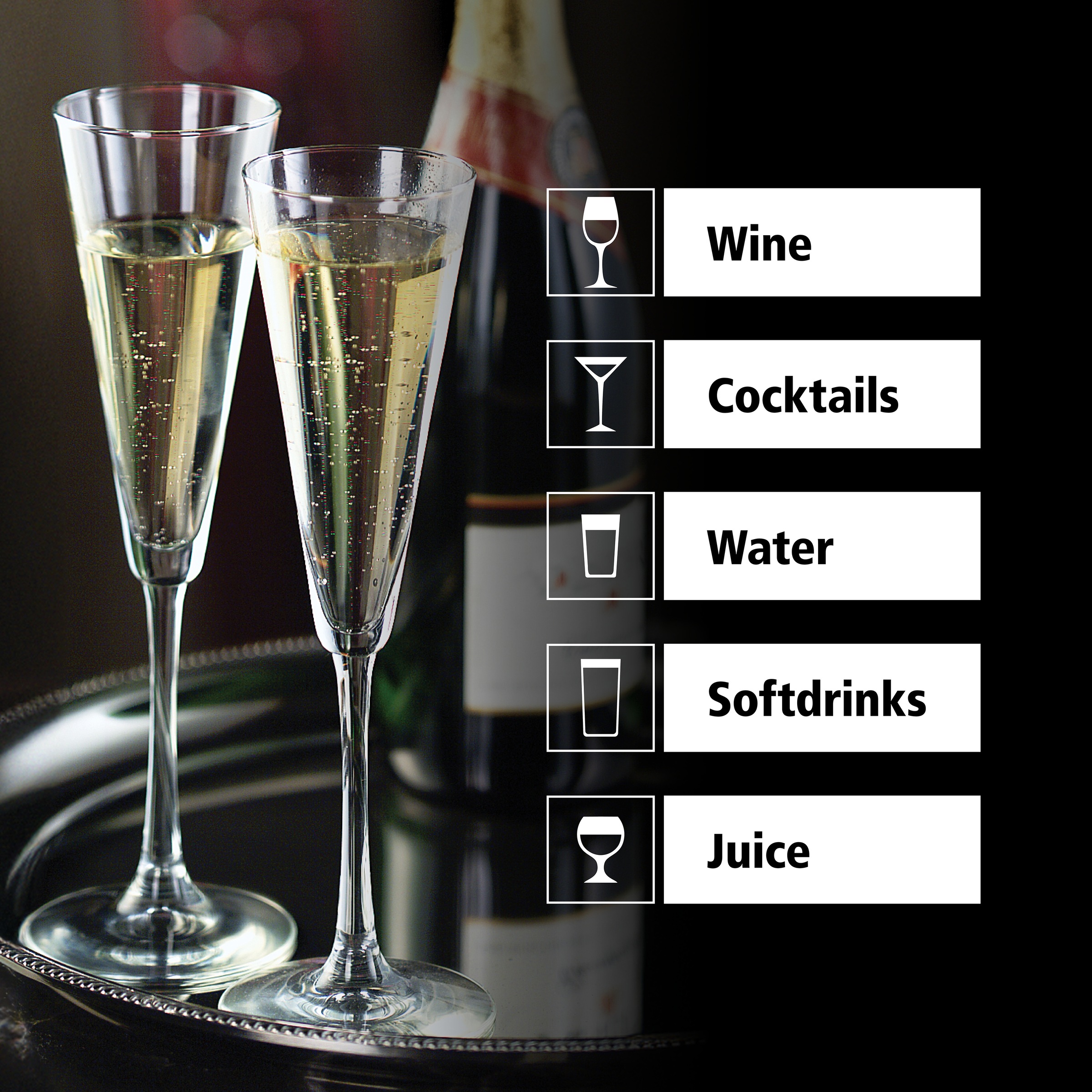 LIBBEY Sektglas »Gläser-Set -VINA- 192 ml, Ø: 8,5 cm, H: 25 cm, 12er Set«, (Set, 12 tlg.), hochwertig verarbeitet, im modernen Design
