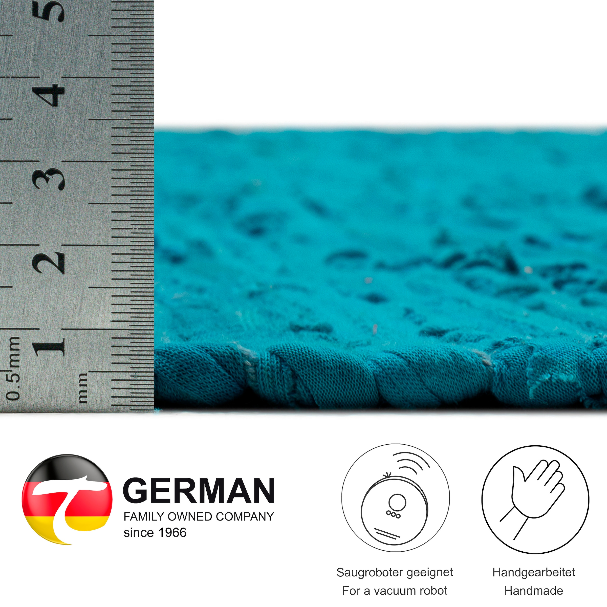 THEKO Teppich »Happy Cotton«, rechteckig, 5 mm Höhe, Handweb Teppich, Flachgewebe, reine Baumwolle, handgewebt, mit Fransen