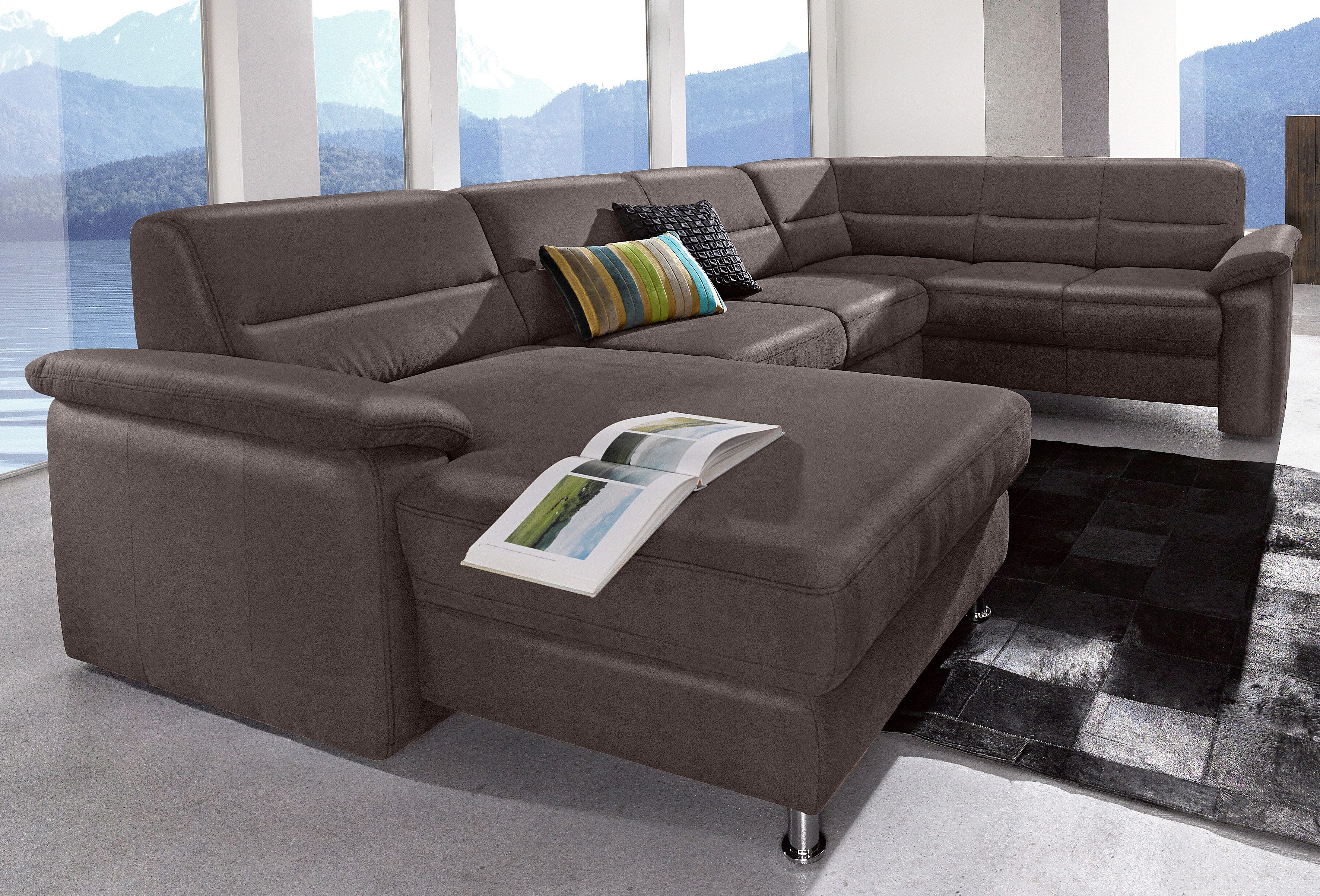 sit&more Wohnlandschaft "Ascara U-Form, B:312cm, klassisches Design, Taschenfederkernpolsterung" inklusive Boxspring/Federkern-Polsterung, wahlweise mit Schlaffunktion
