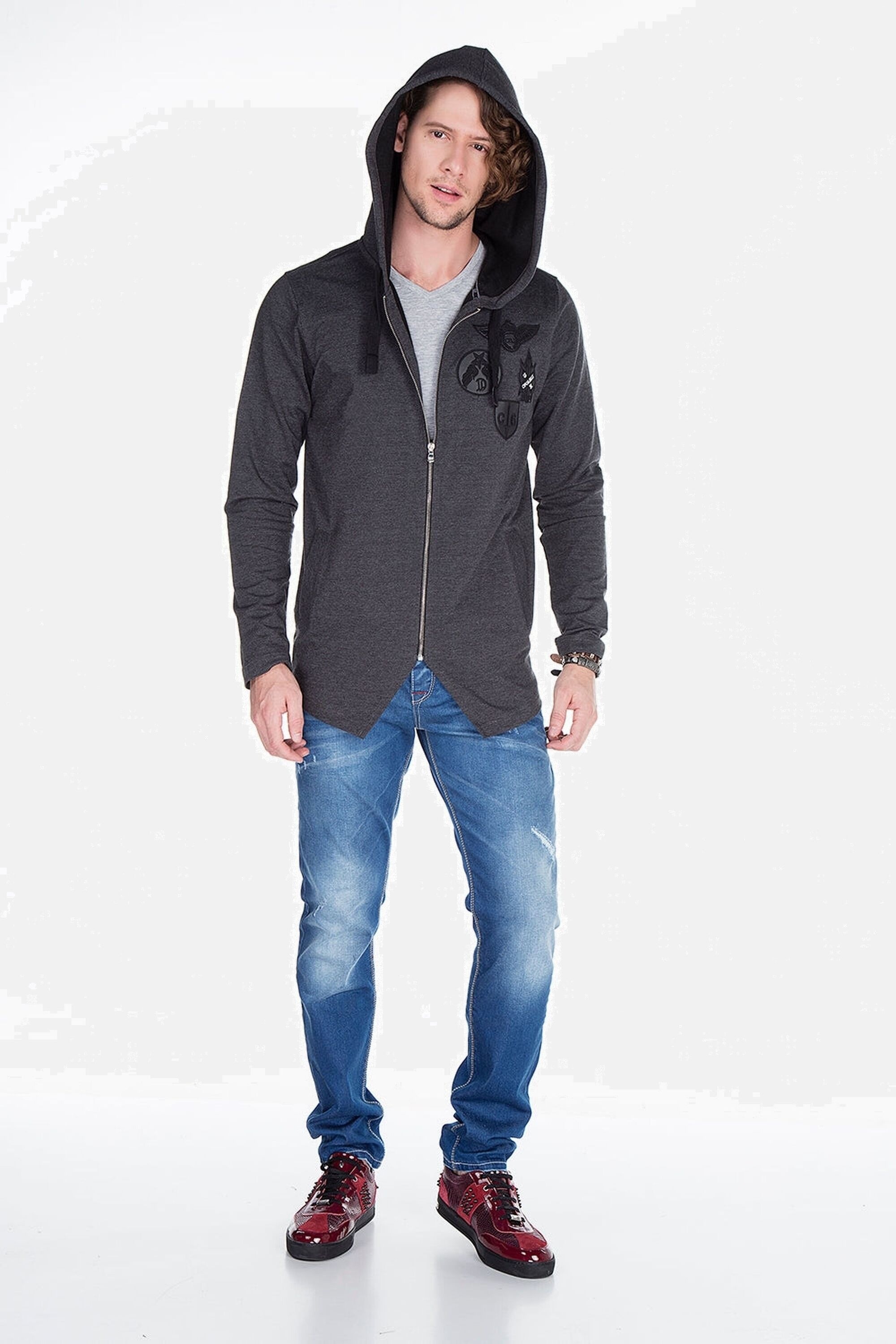 Cipo & Baxx Sweatjacke »Sweatjacke«, mit ausgefallenem Saum, CL-238