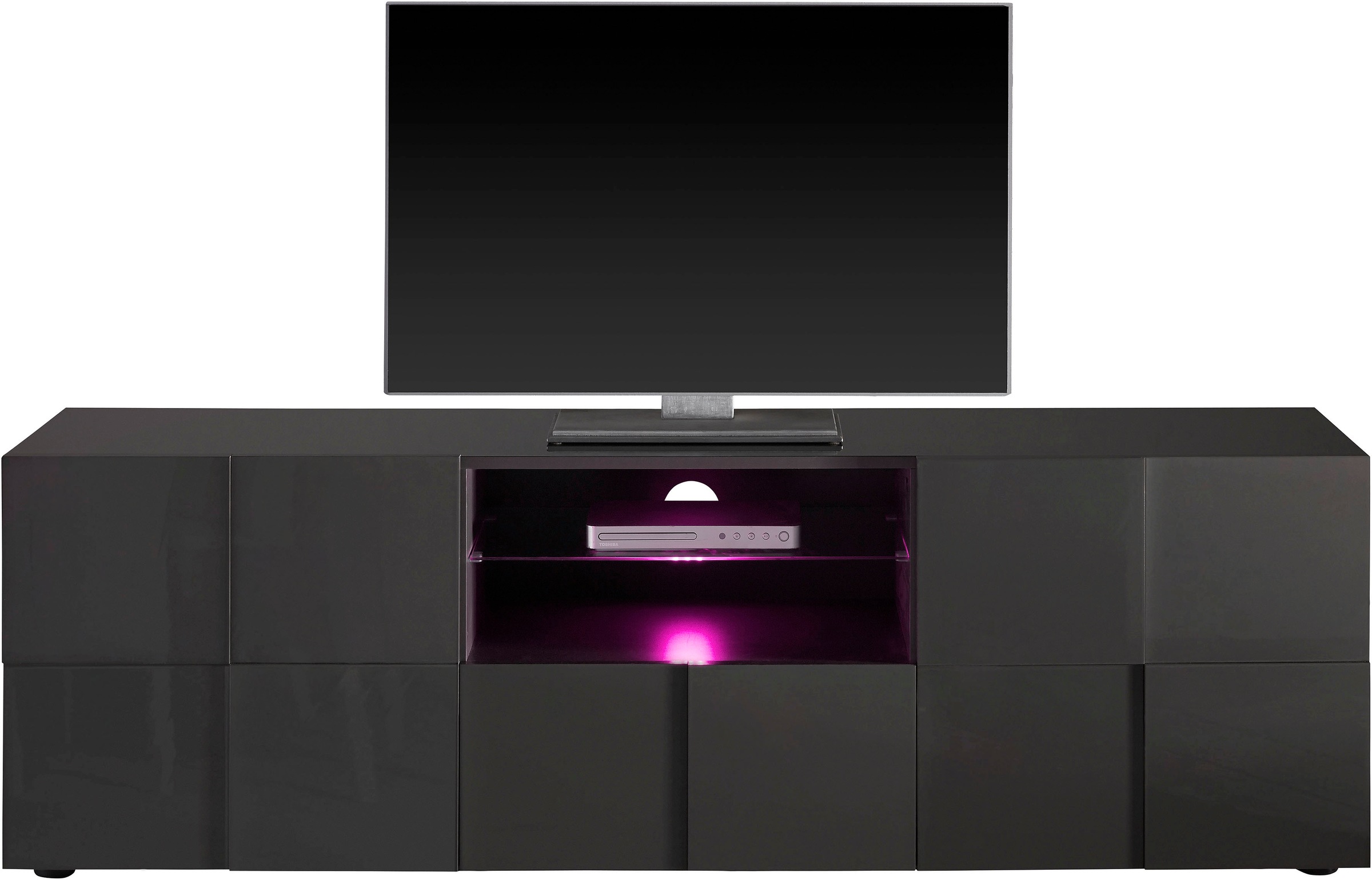 Home affaire Lowboard "Dama Breite 181 cm, TV-Board 2 Türen, 1 Schubkasten, TV-Schrank" Front in 3D-Optik, viel Stauraum, verschiedene Farben