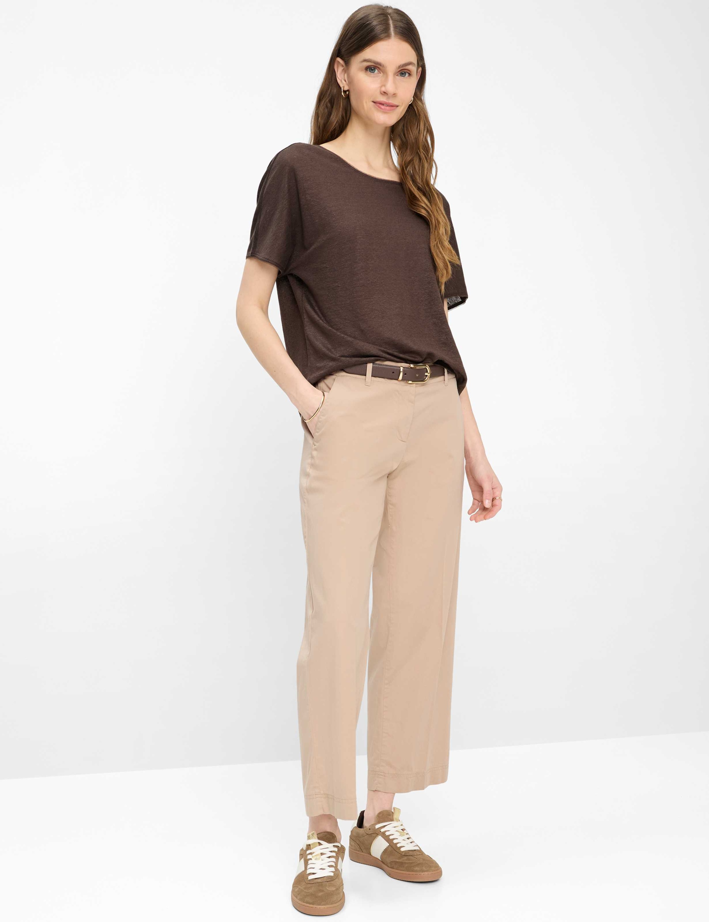 5-Pocket-Hose BRAX "Style MAINE S", Damen, Gr. 46, Normalgrößen, beige, Web, 78% Baumwolle, 19% Lyocell, 3% Elasthan, Hosen 5-Pocket-Hose 3