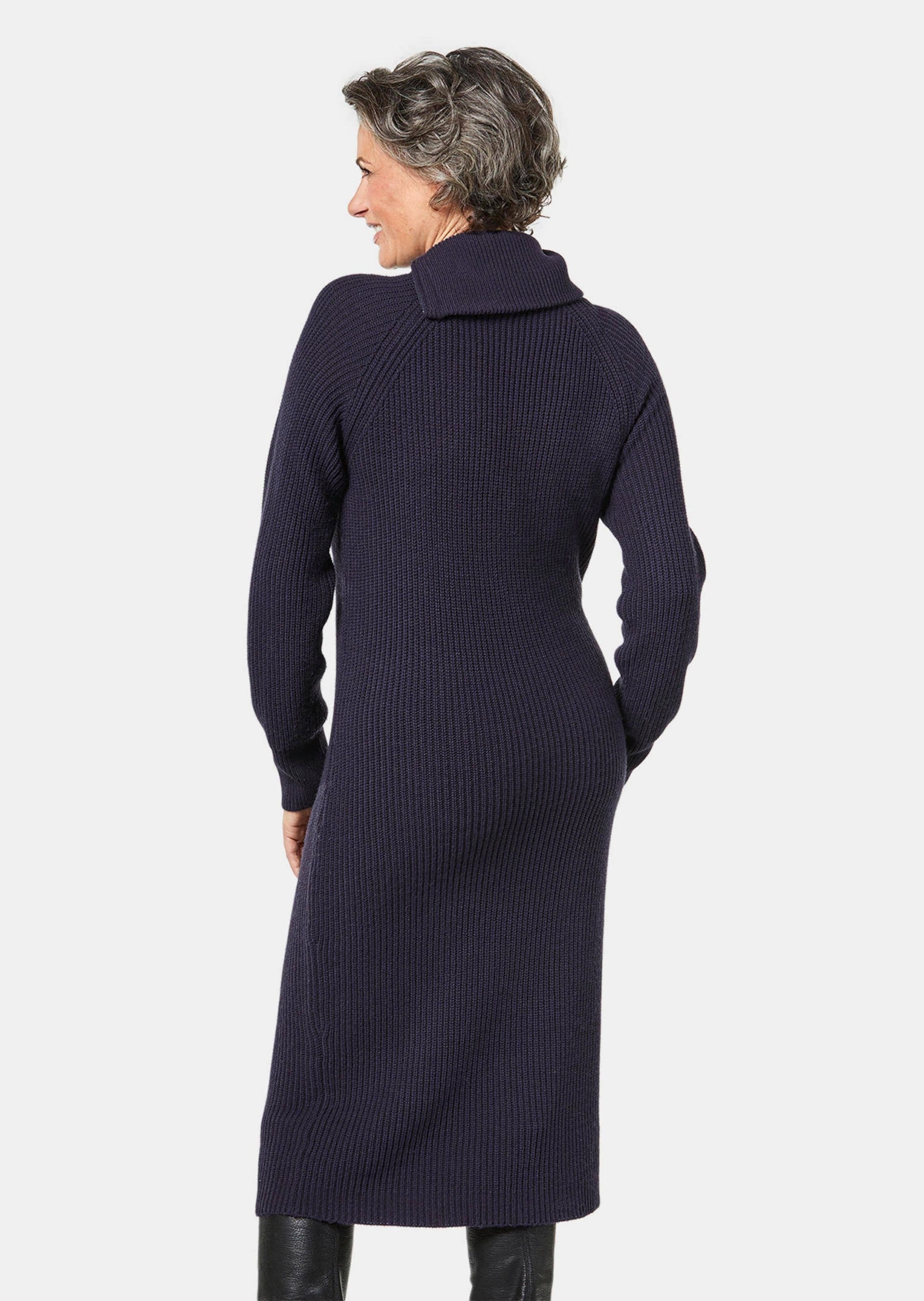 GOLDNER Strickkleid »Strickkleid Strickkleid mit raffiniertem asymmetrischem Kragen«