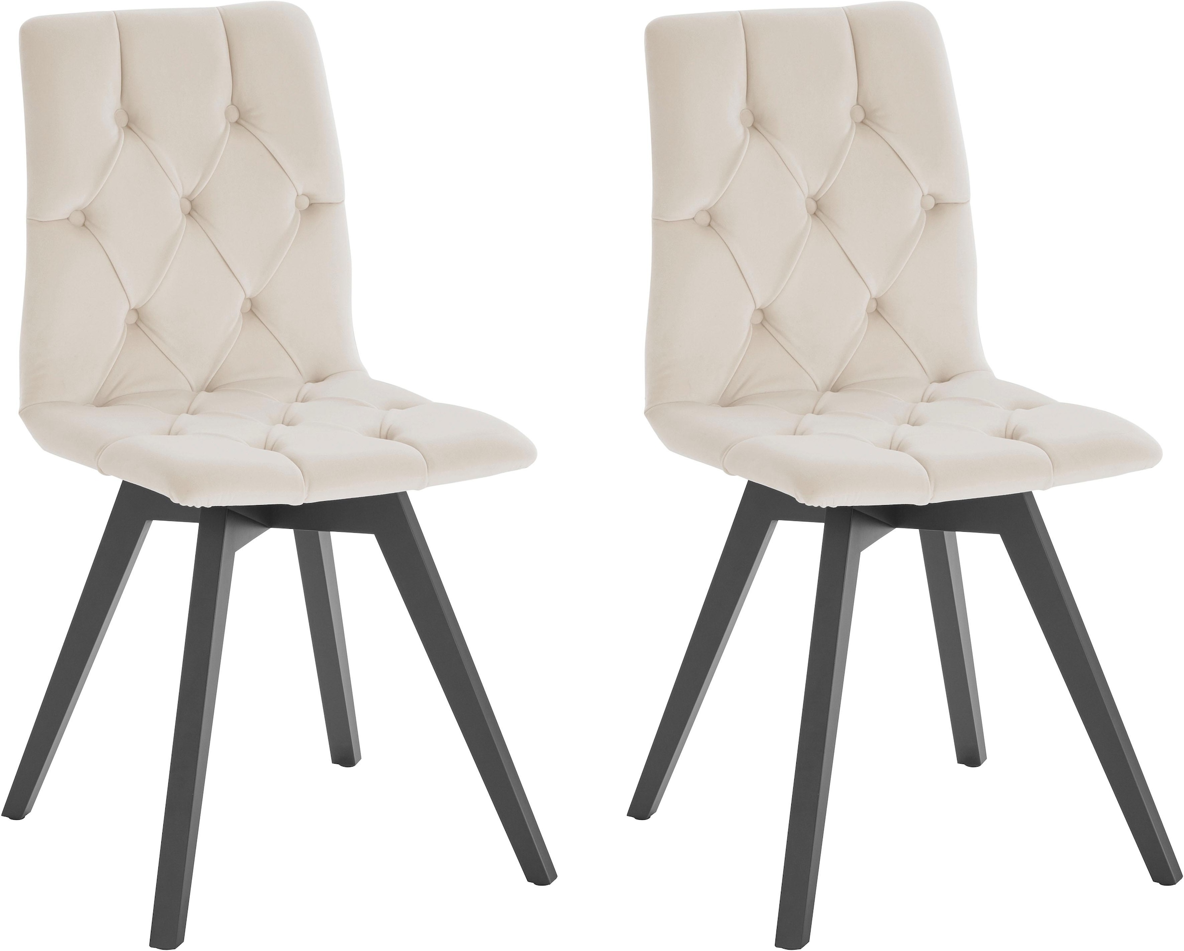 andas 4-Fußstuhl "Melania" (Set) 2 Stk. Samtoptik mit Knopfsteppung (2er-Se günstig online kaufen