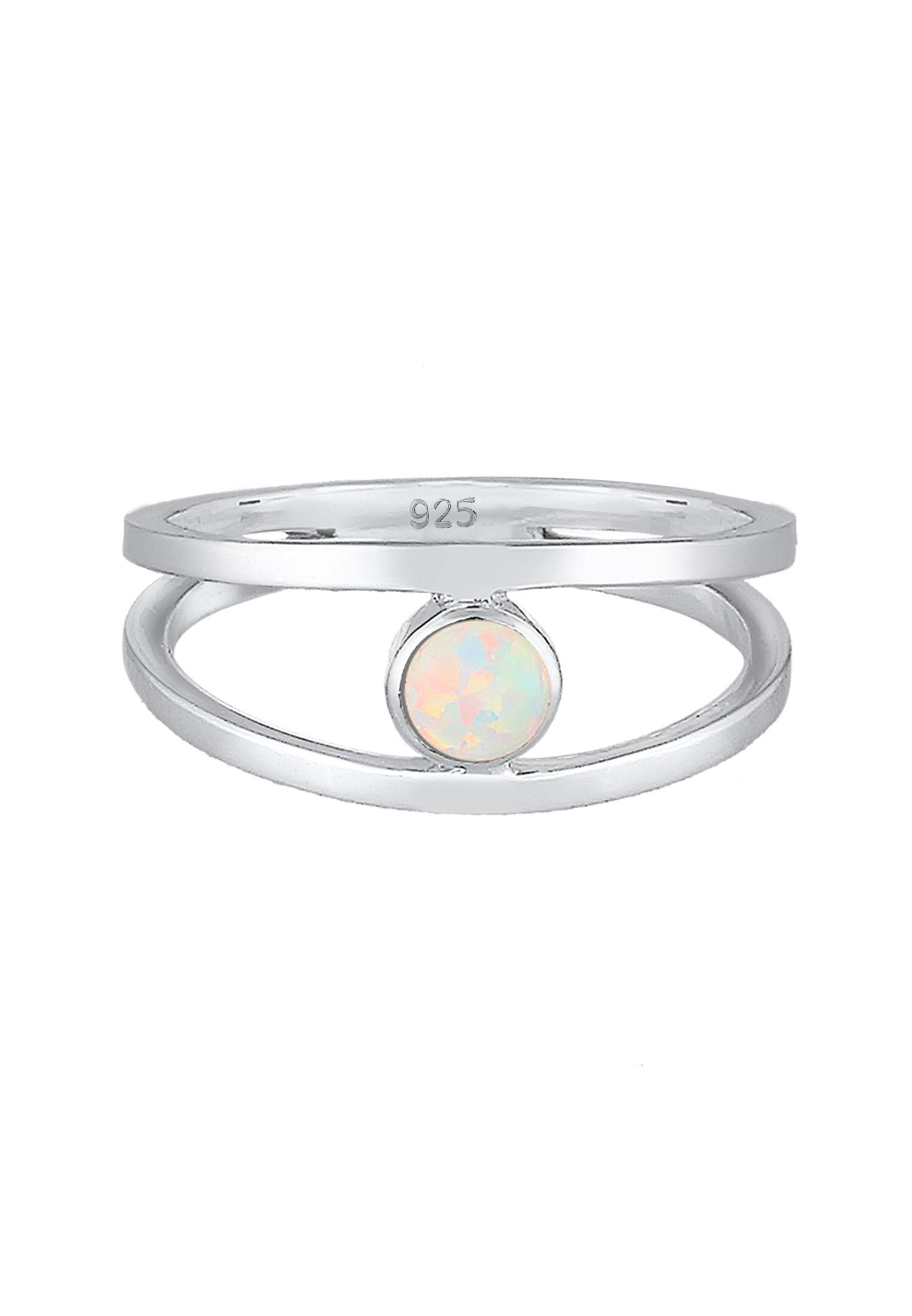 Elli Fingerring »Bandring Zweireihig Synthetischer Opal Weiß 925 Sterling Silber«