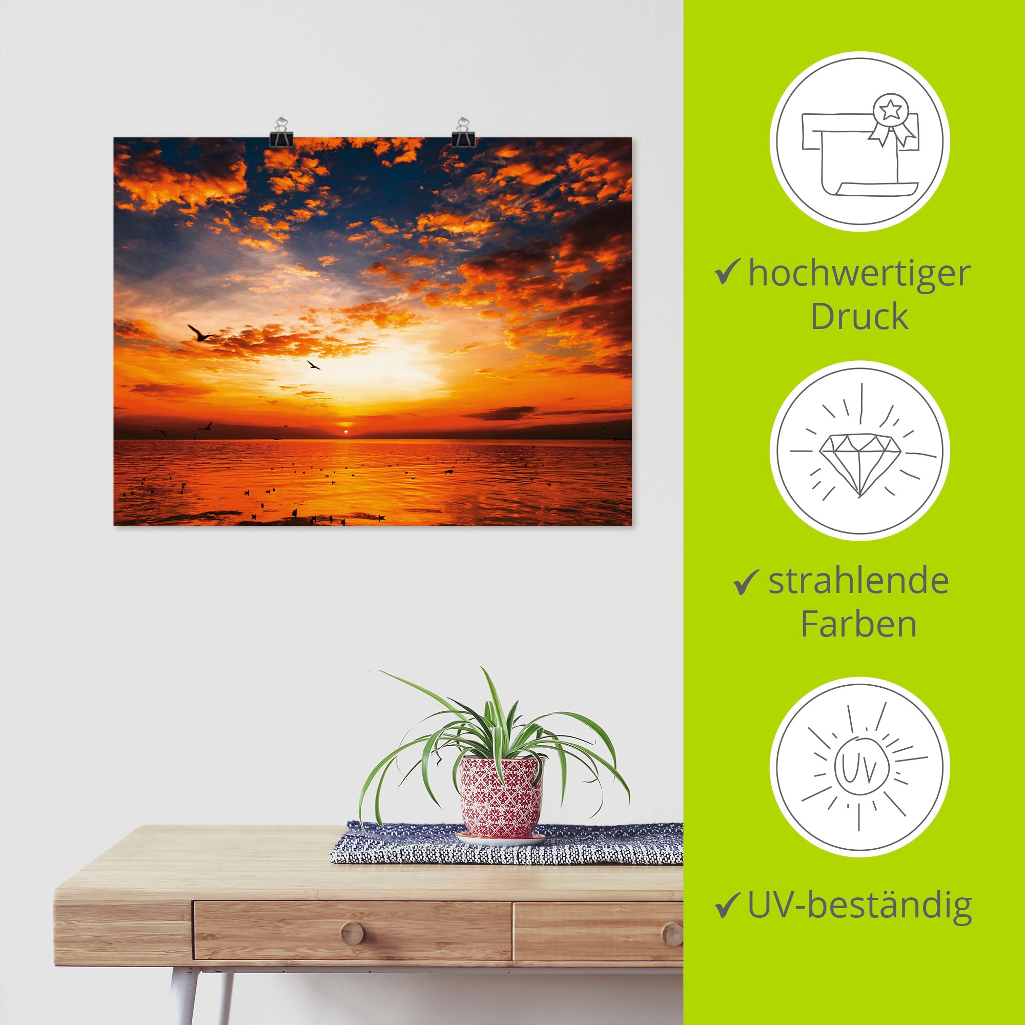 Artland Wandbild »Sonnenuntergang am Strand«, Sonnenaufgang & -untergang, (1 St.), als Leinwandbild, Poster, Wandaufkleber in verschied. Größen