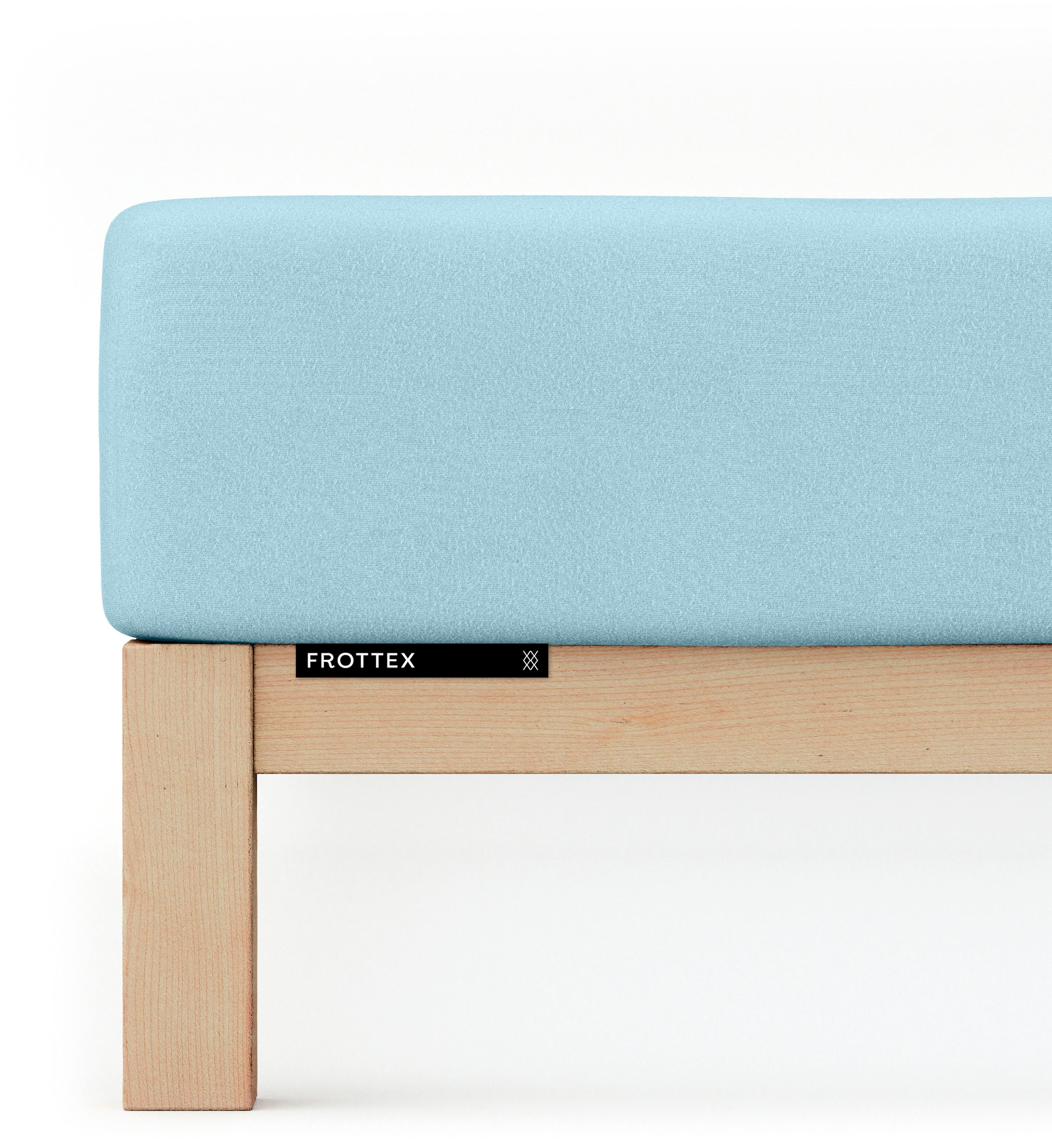 Bettlaken SCHLAFGUT, L:200cm, blau, Frottee, Obermaterial: 75% Baumwolle, 25% Polyester, Bettlaken, "Frottex Spannbettlaken", MADE IN GREEN by