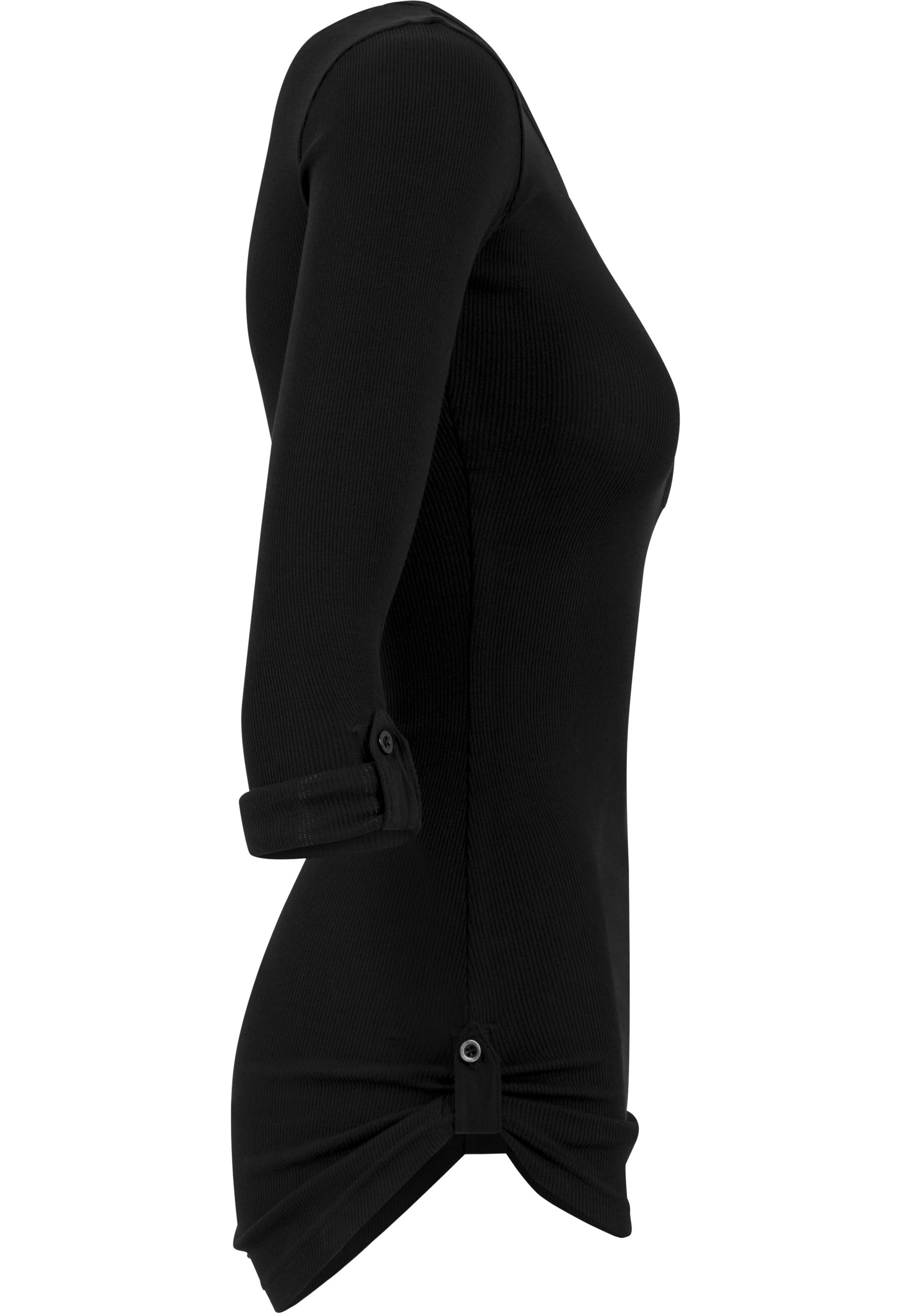 URBAN CLASSICS Longsleeve »Urban Classics Damen Ladies Long Rib Pocket Turnup Tee« 1 Stk.