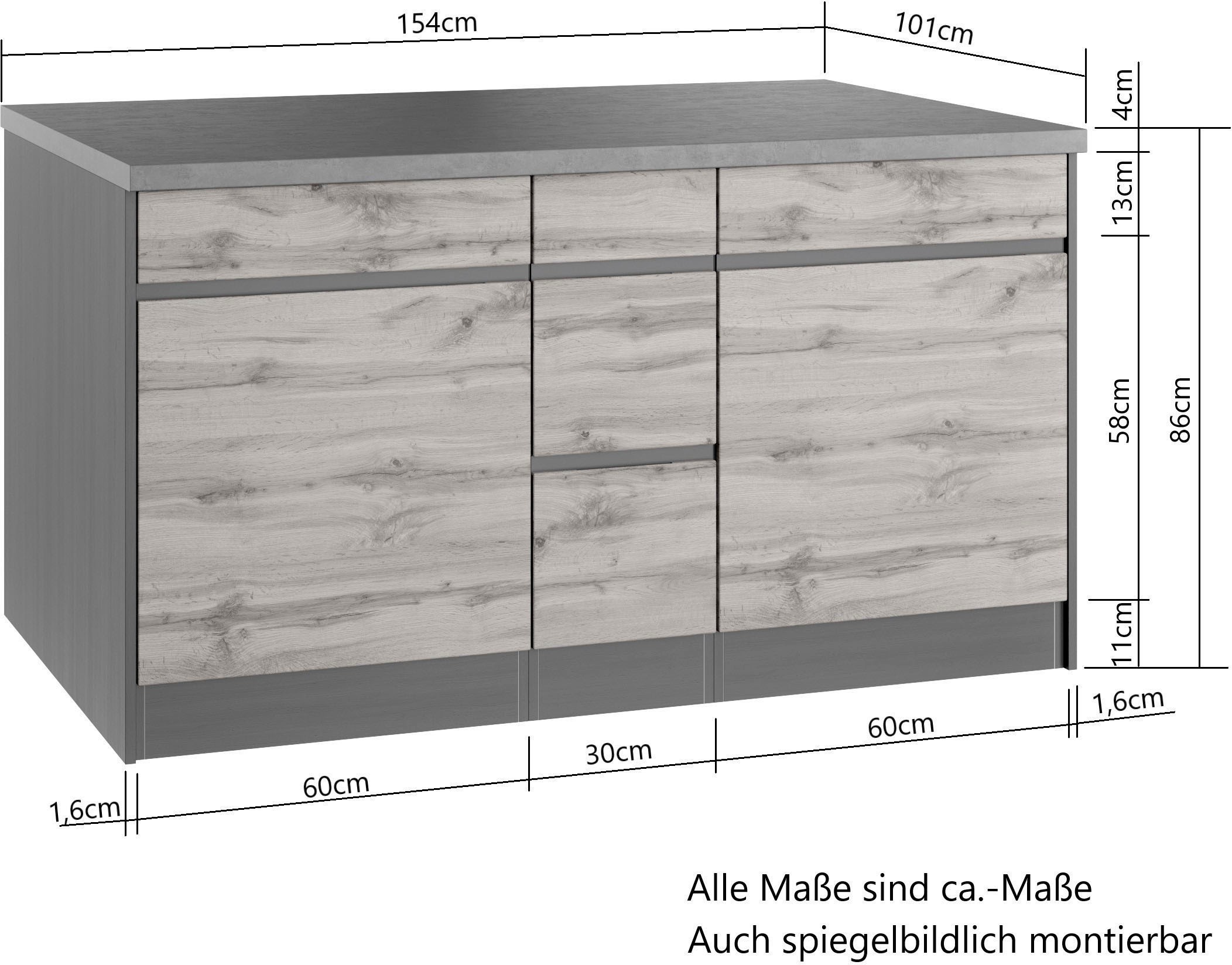 KOCHSTATION Winkelküche »KS-Riesa«, Stellbreite 340x150 cm, wahlweise mit oder ohne E-Geräte