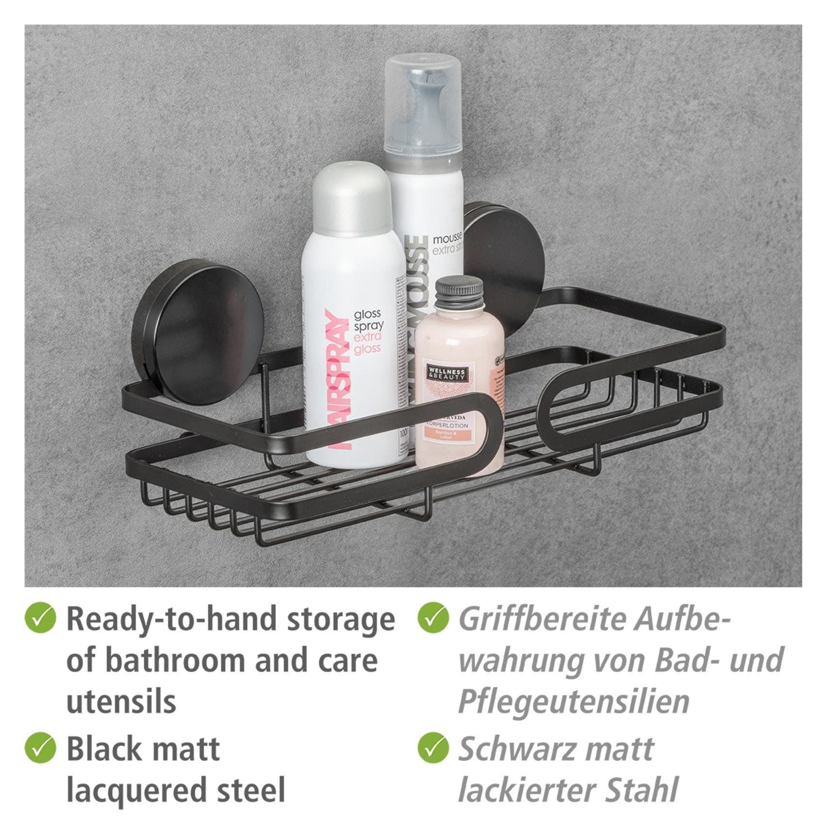WENKO Duschablage »Static-Loc® Plus  Pavia« Badezimmer-Ablage, Befestigen ohne bohren