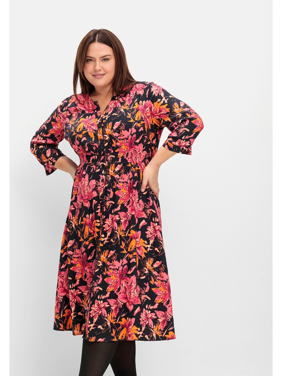 Sheego Blusenkleid »Große Größen«, aus Crêpe, mit Blumendruck