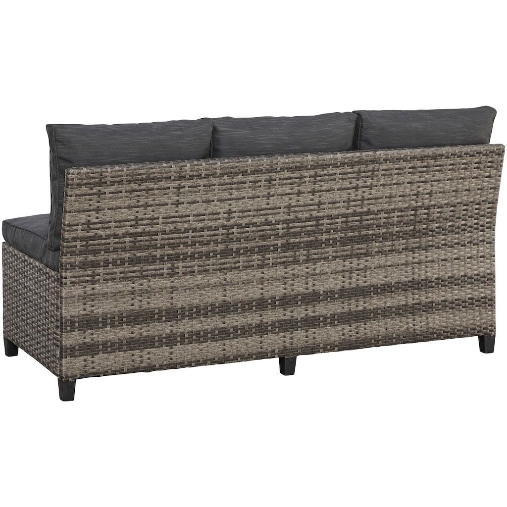 KONIFERA Gartenlounge-Set »Rotterdam«, (Set, 20 tlg., 3x 3er Sofa, 2x Hocker, 1x Tisch 120x82x67cm, inkl. Auflagen), Polyrattan, Stahl, Tischplatte aus Nonwood, Unser Dauertiefpreis