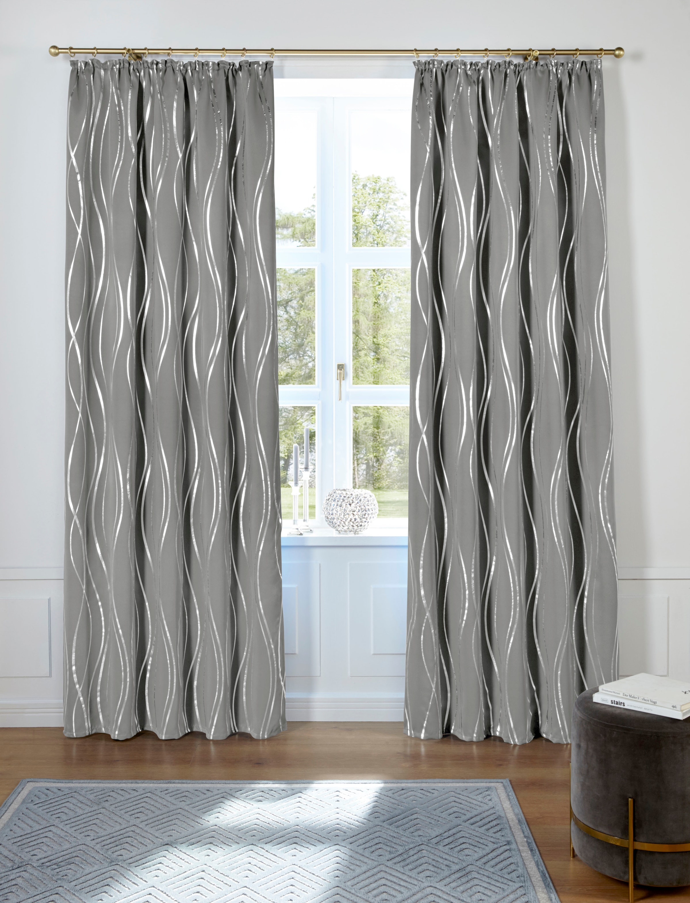 my home Vorhang "Prag" Kräuselband 1 Stk. tlg. Verdunkelungsvorhang, einsei günstig online kaufen