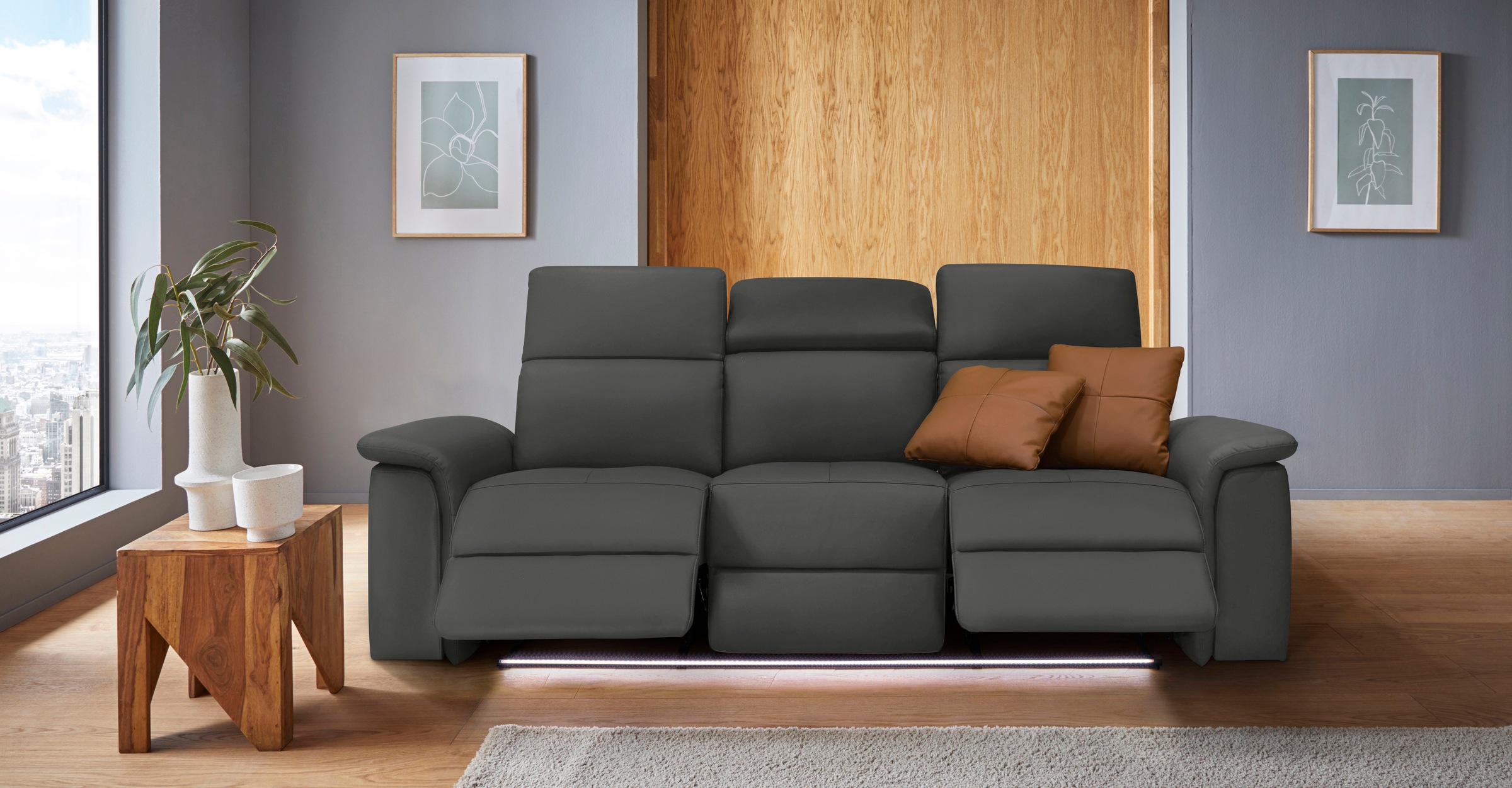 Home affaire 3-Sitzer "Pareli 229cm, manuelle u. elektr. Relaxfunktion in 2 günstig online kaufen