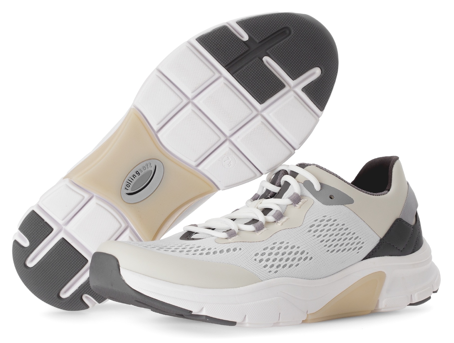Gabor Rollingsoft Keilsneaker, Freizeitschuh, Halbschuh, Schnürschuh mit Kontrastbesätzen, Weite G