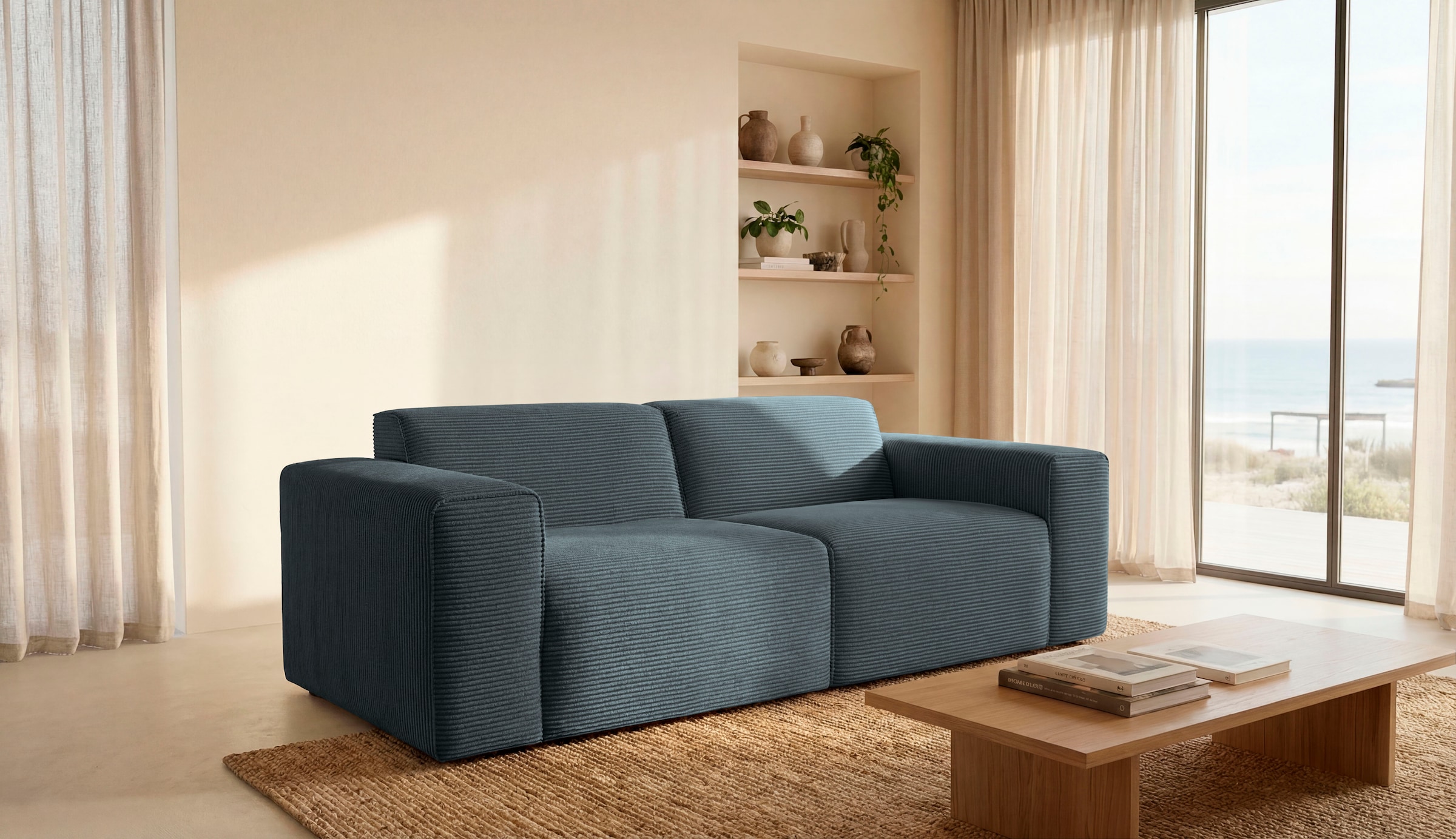 OTTO home 2-Sitzer »Clayton Kompaktsofa Breite 202 cm« in einem trendigen Cord-Bezug, verschiedene Kombinationen verfügbar