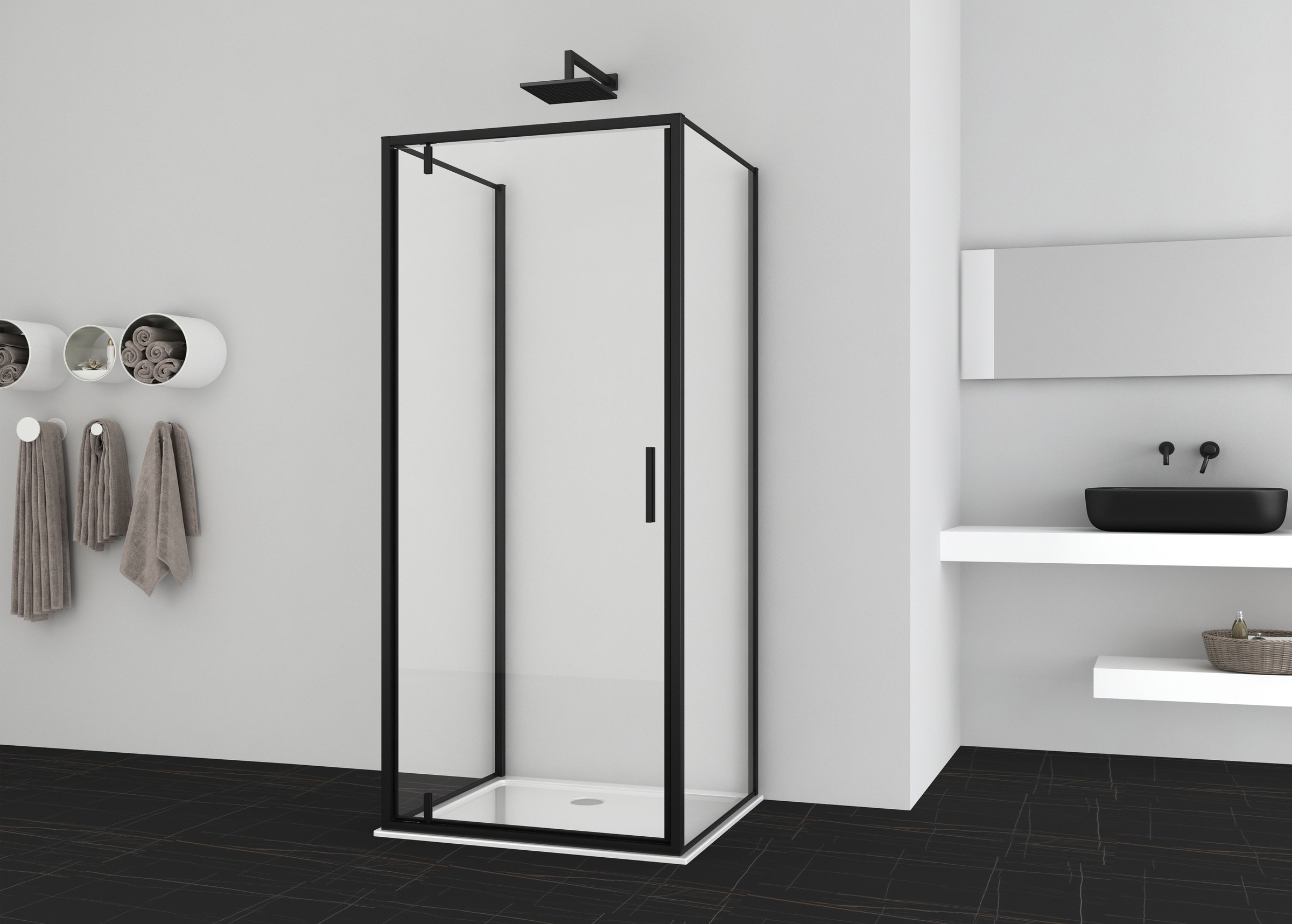 Sanotechnik Dusch-Schwingtür »Sanotechnik SlimLine Schwenktür schwarz« Easy Clean Beschichtung