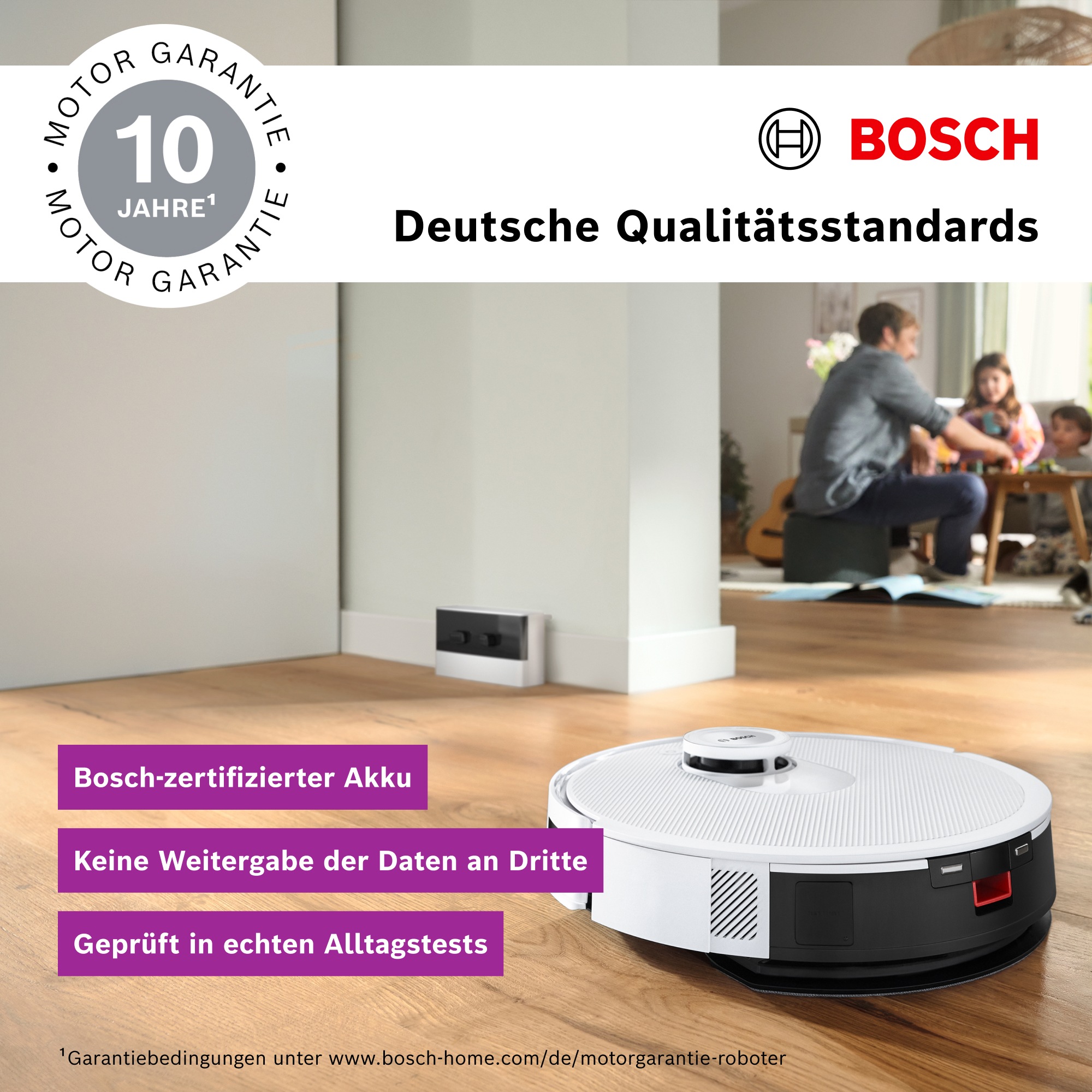 BOSCH Saugroboter »Spotless BCRC1W, Saugroboter mit Wischfunktion, 11.000 Pa Saugkraft«, Ladestation, einfache Navigation mit Infrarot-Licht, Carbon Bürste