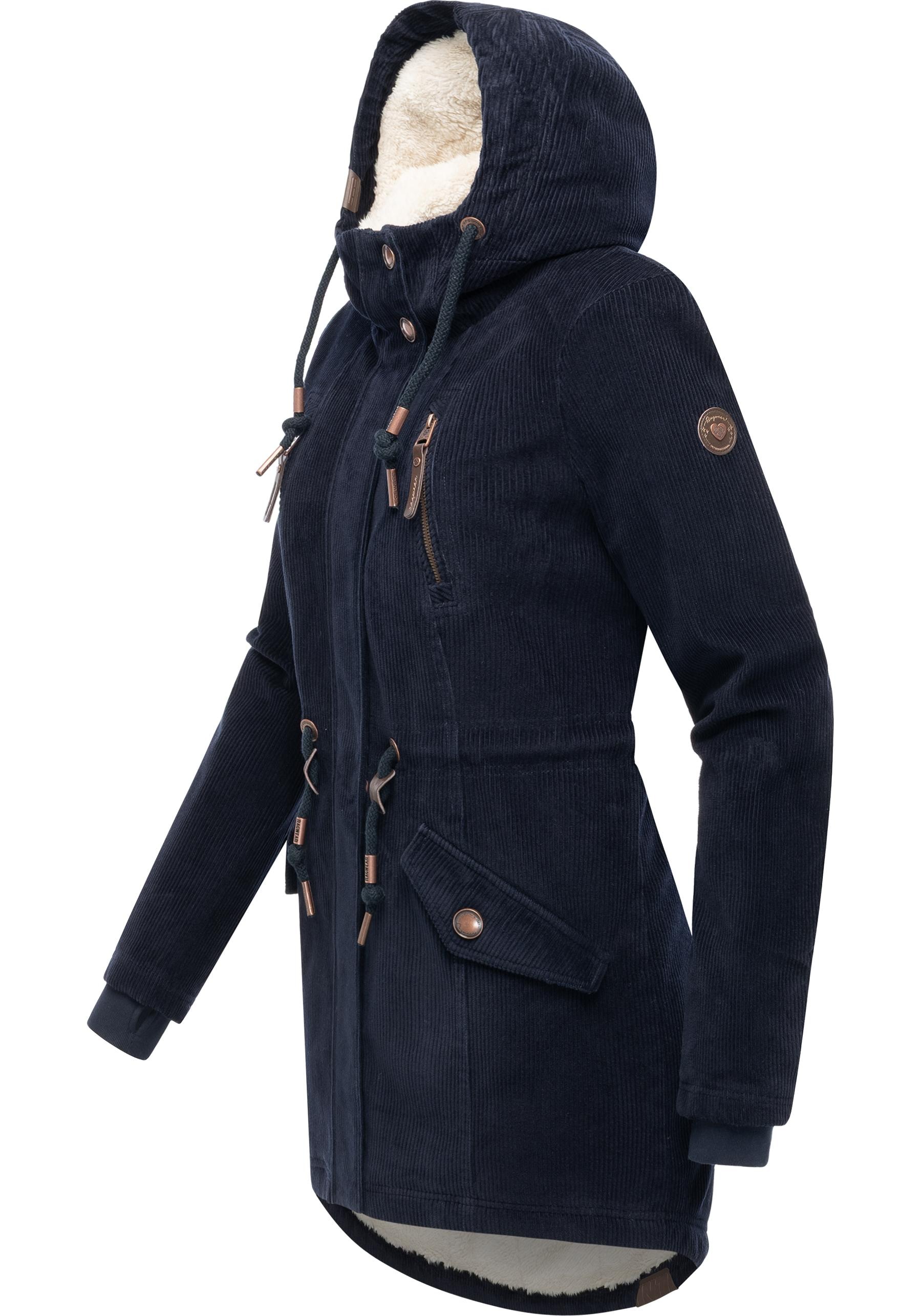 Ragwear Kurzmantel »Ellsie Cordy YOUMODO« Warmer Winterparka Kordmantel mit Taillenzugkordeln
