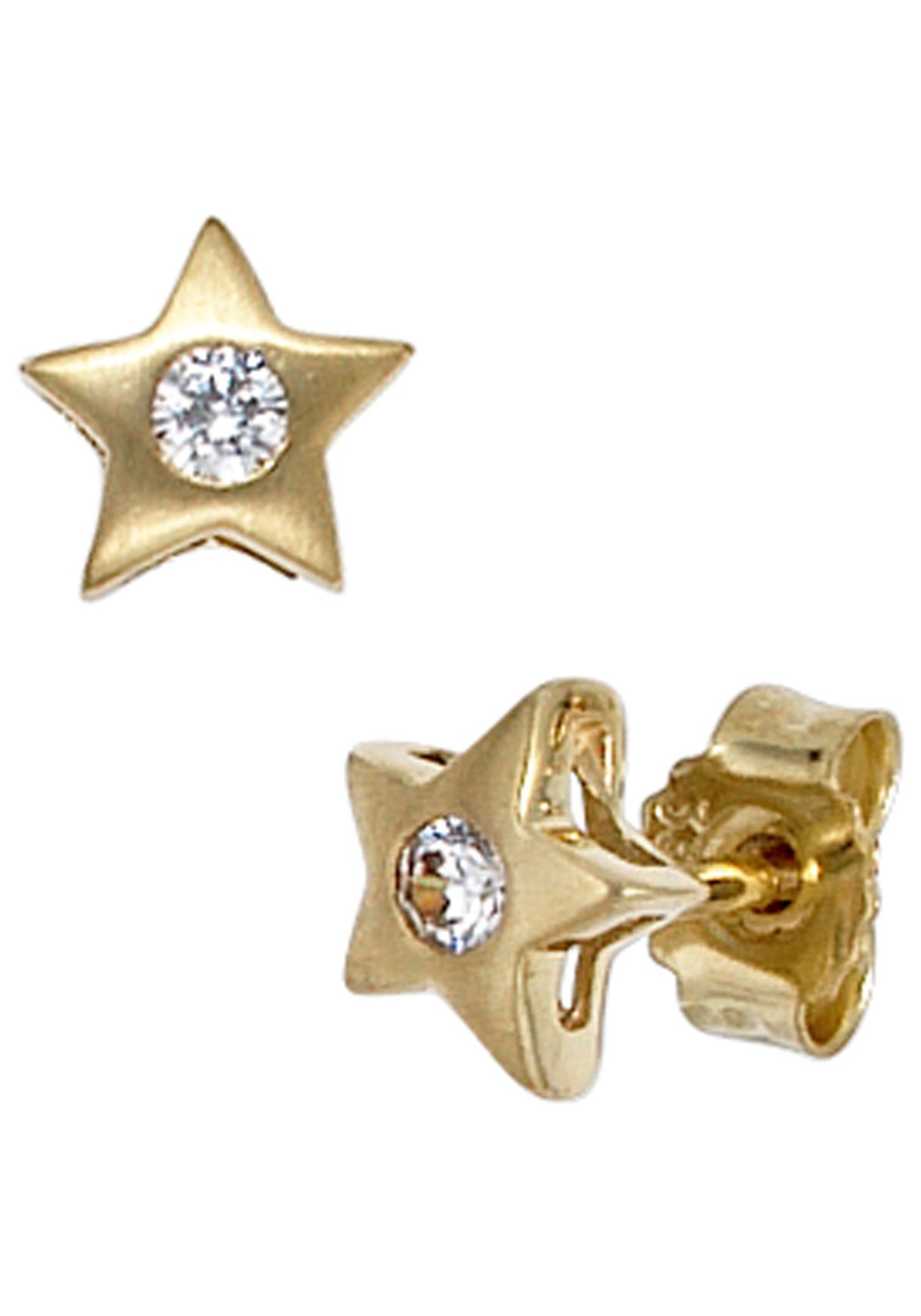 Paar Ohrstecker JOBO "Stern", gold (gelbgold 333), Ohrringe, Damen, 5,8mm, Gelbgold 333, 333 Gold mit Zirkonia