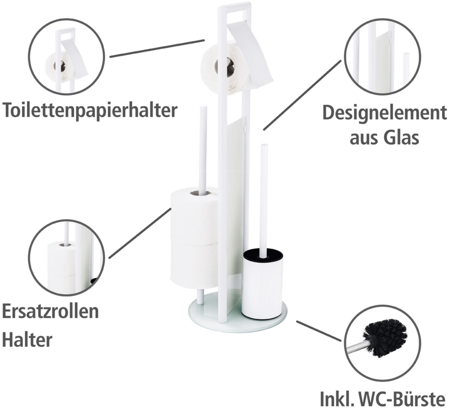 WENKO WC-Garnitur "Ravina" aus Edelstahl  Sicherheitsglas Stand WC-Garnitur günstig online kaufen