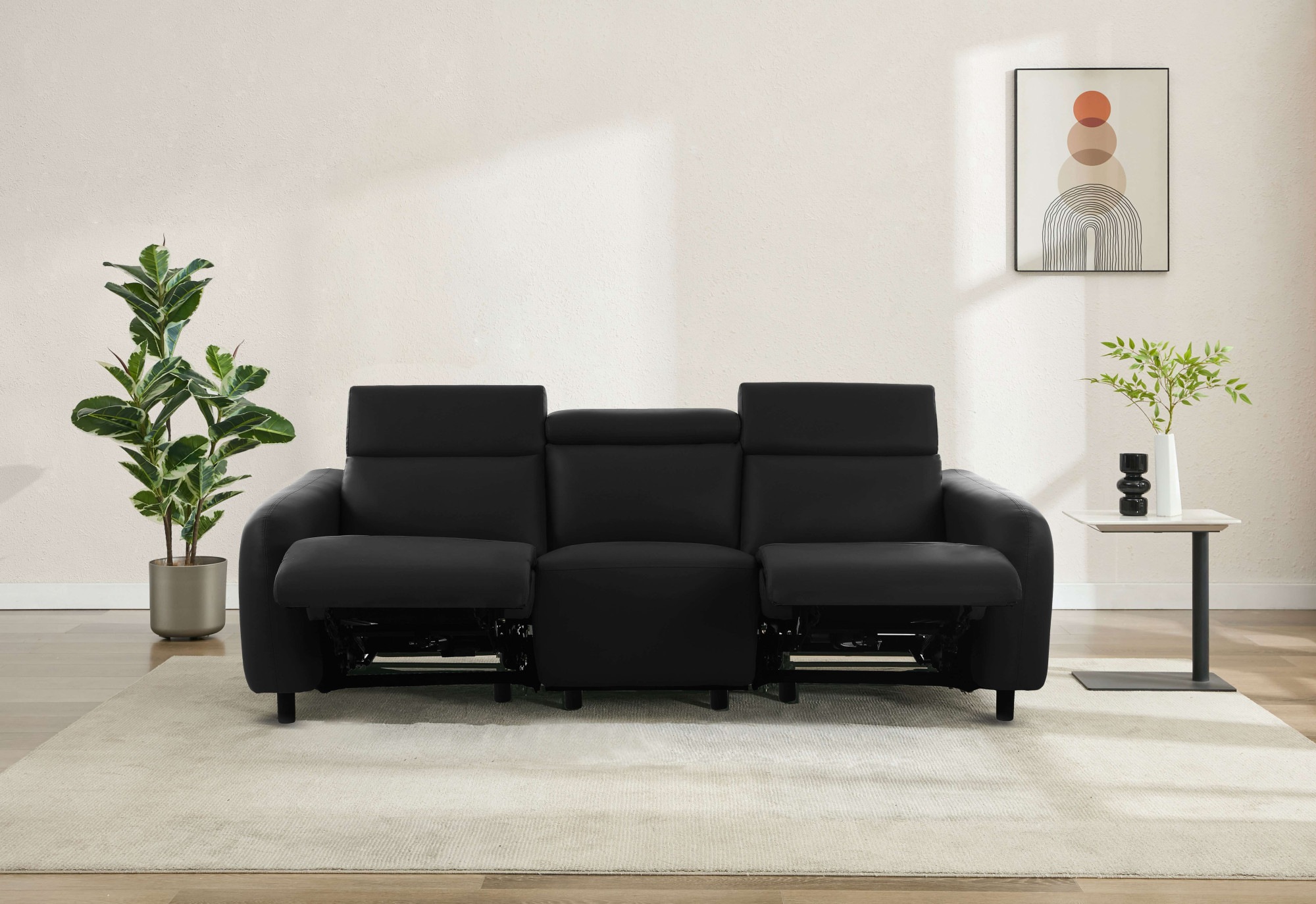 Home affaire 3-Sitzer »SKAANE Kunstleder, Sofa mit manueller-u. elektrischer Relaxfunktion«, Relax-Funktion in 2 Sitzen, Kopfteilverstellung, Federkernpolsterung