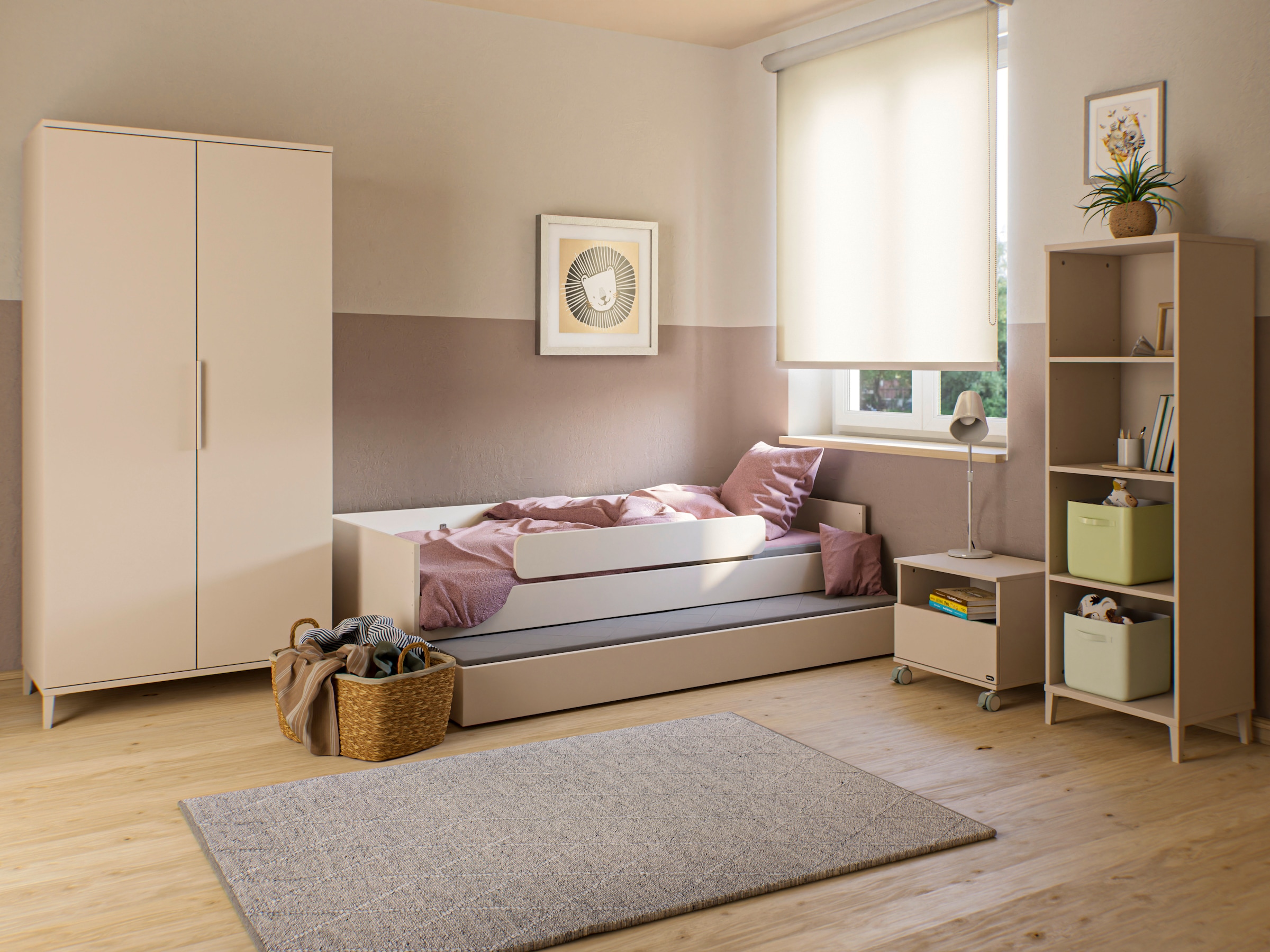 YUNY by PAIDI Kinderbett »SISTER LOU mit Bettkasten, Jugendliege« bietet extra Stauraum oder zweite Liegefläche, Kojenliege Beige