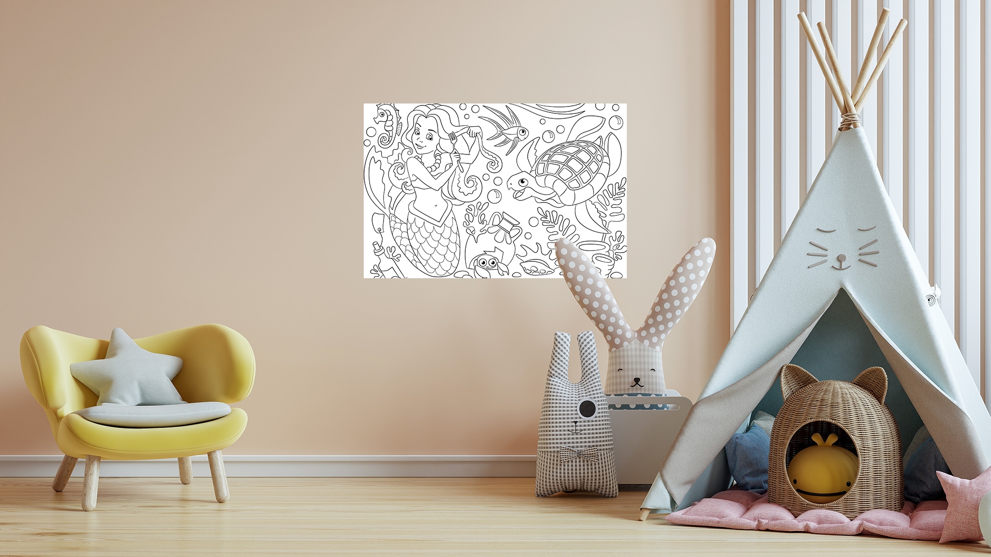 queence Wandsticker »Meerjungfrauen Unterwasserwelt«, (1 St.), DIY-Wandsticker zum Bemalen
