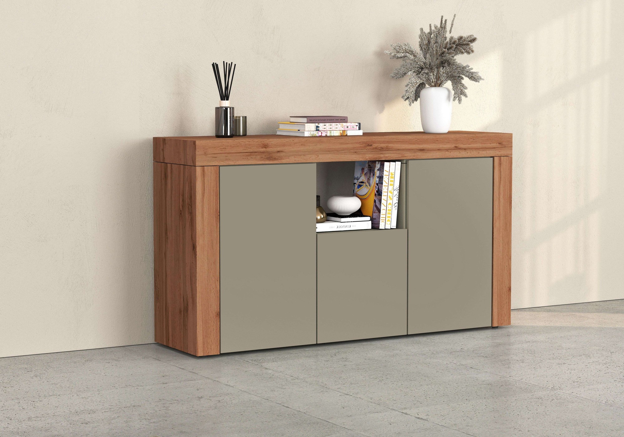 INOSIGN Sideboard "CHRONOS Breite 155 cm mit 3 Türen, 1 offenes und 6 gesch günstig online kaufen