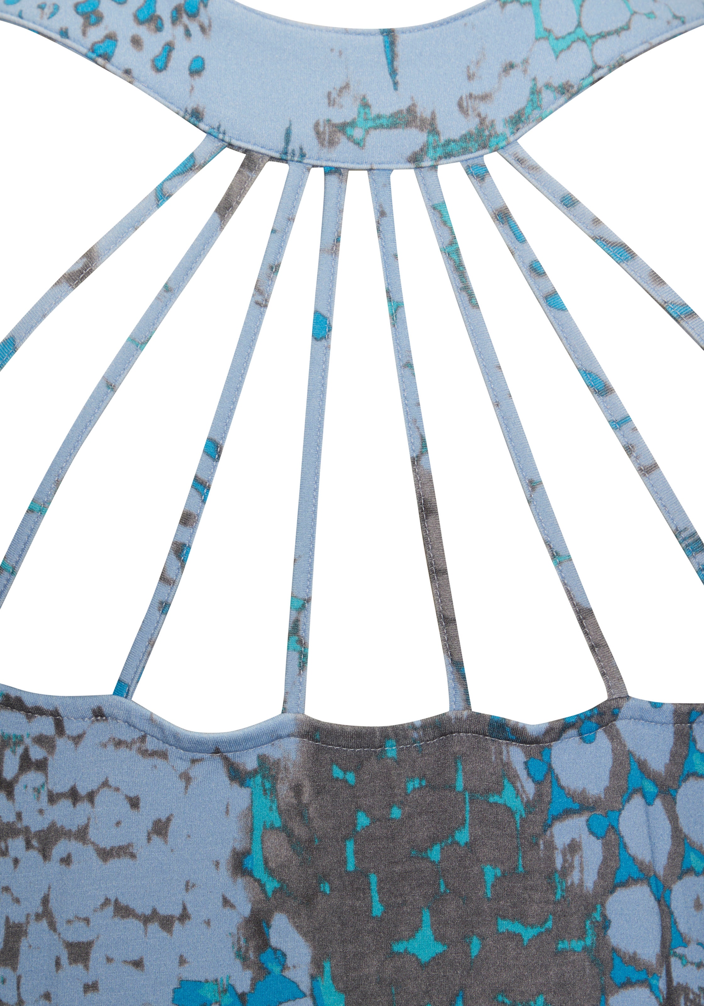 Buffalo Strandkleid, mit besonderem Trägerdesign und Alloverprint, Minikleid, Sommerkleid