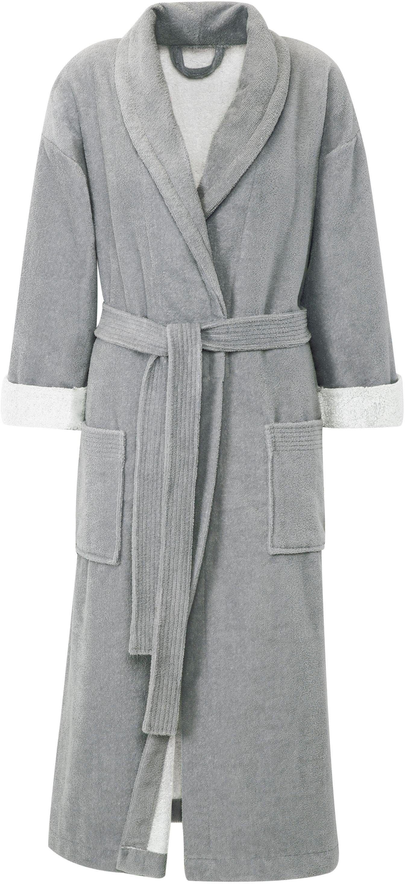 Gözze Unisex-Bademantel "Turin, ideal für Sauna & Spa, Hotelbademantel, Morgenmantel" 1 Stk. für Damen & Herren, mit Gürtel und zwei aufgesetzten Taschen, lang