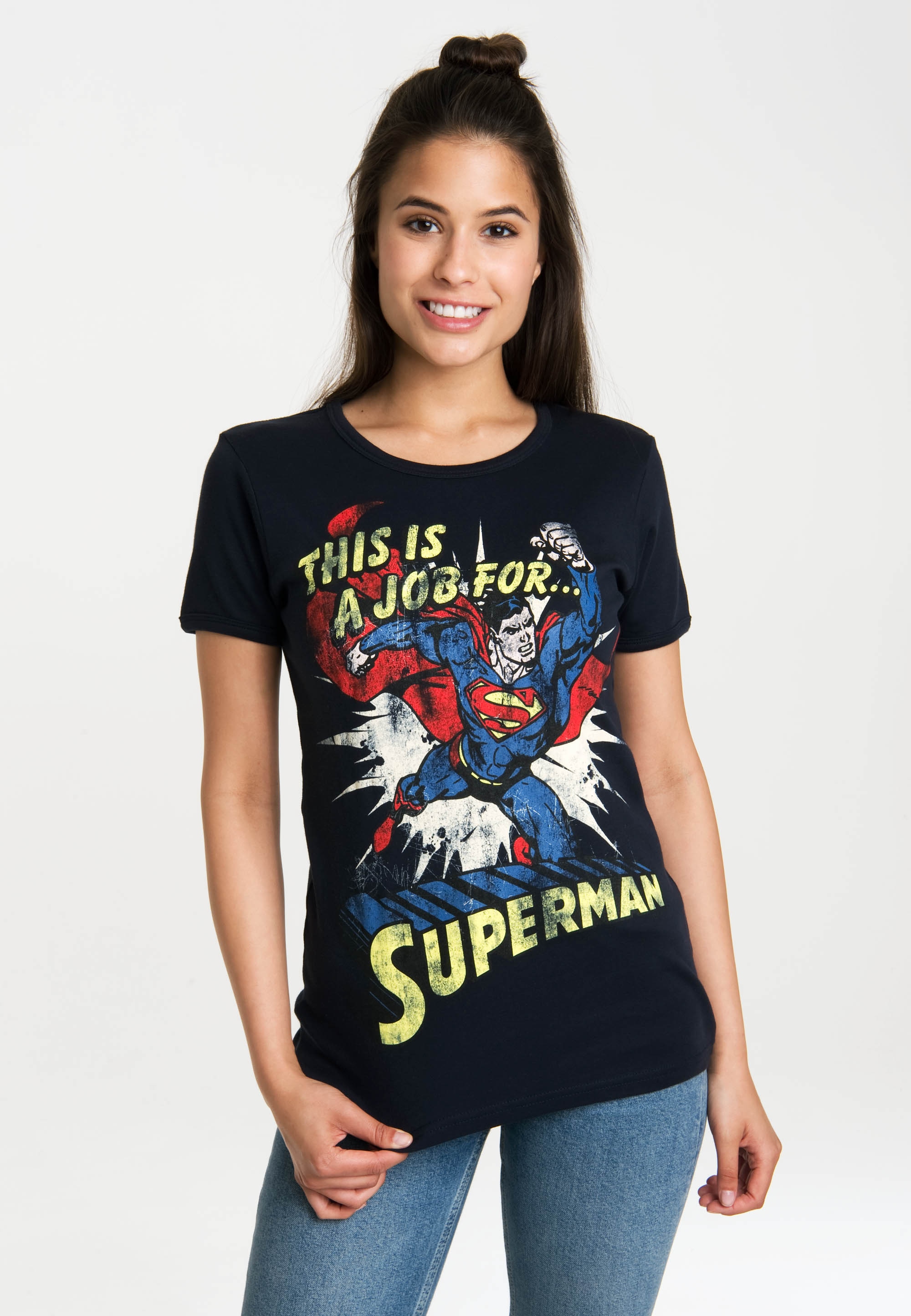 | lizenzierten mit BAUR LOGOSHIRT Originaldesign kaufen T-Shirt online »Superman«,