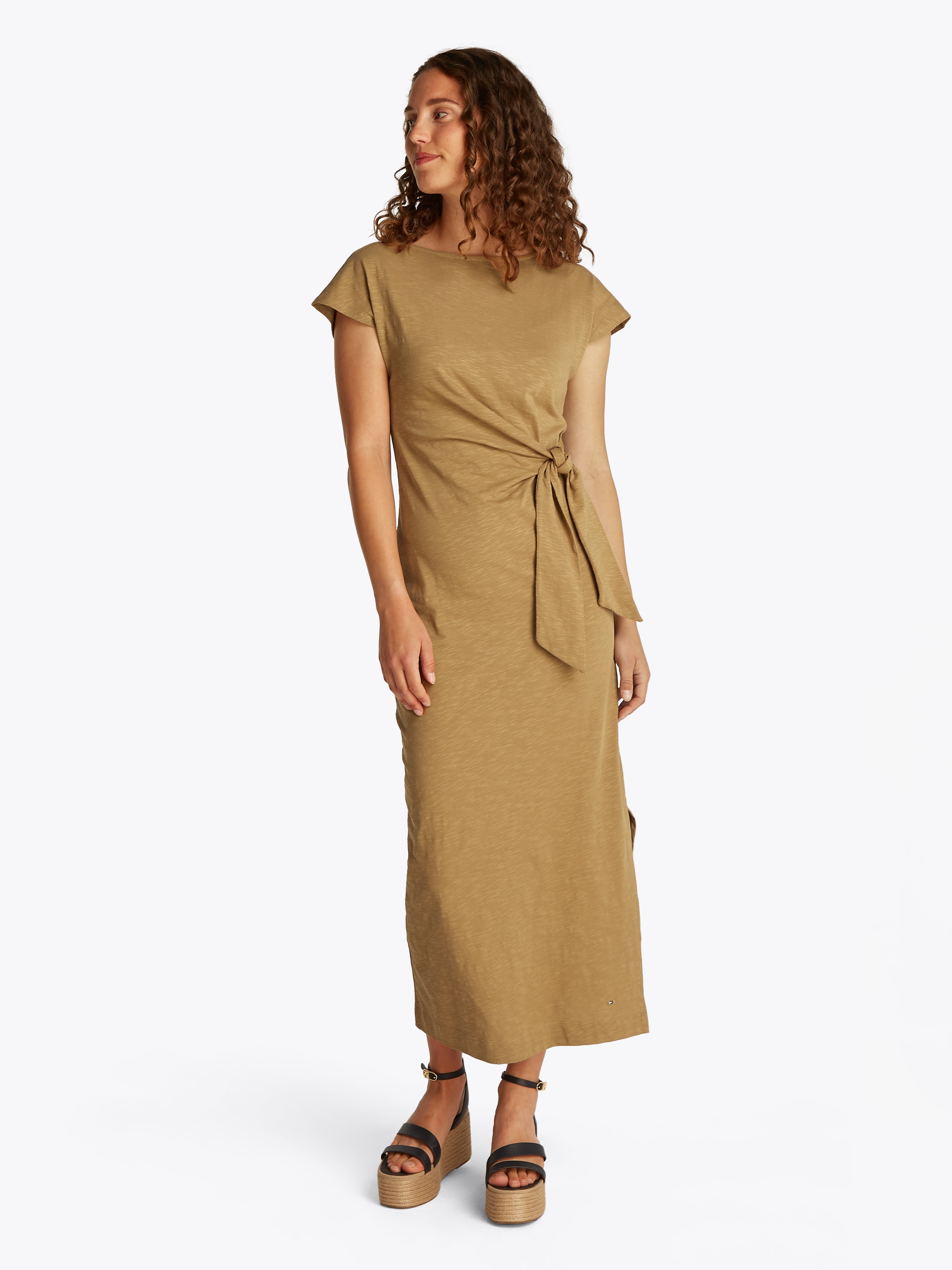 Tommy Hilfiger "KNOT BOAT-NK MIDI DRESS SS" mit Knotendetail günstig online kaufen