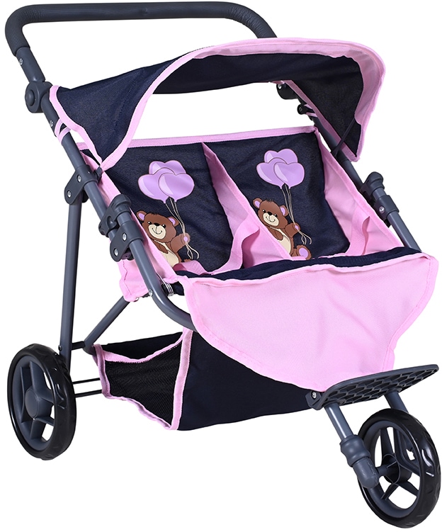 Knorrtoys® Puppen-Zwillingsbuggy »Duo - Navy Pink Bear«