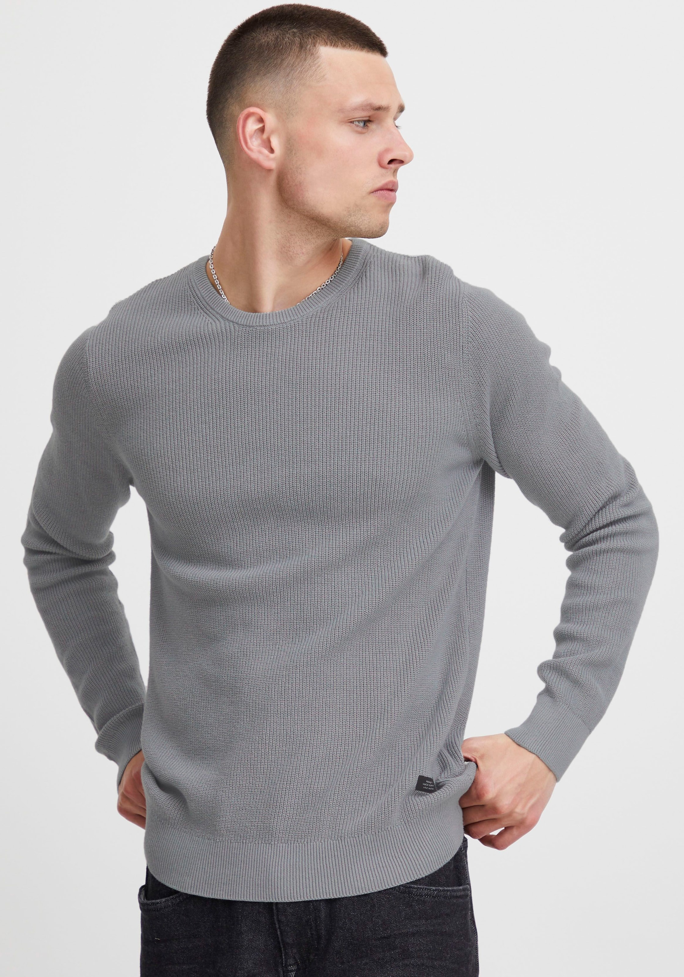 Blend 1100000002199 "BL Pullover BHCodford crew" aus Baumwolle und Feinstrick, normale Passform, unifarben