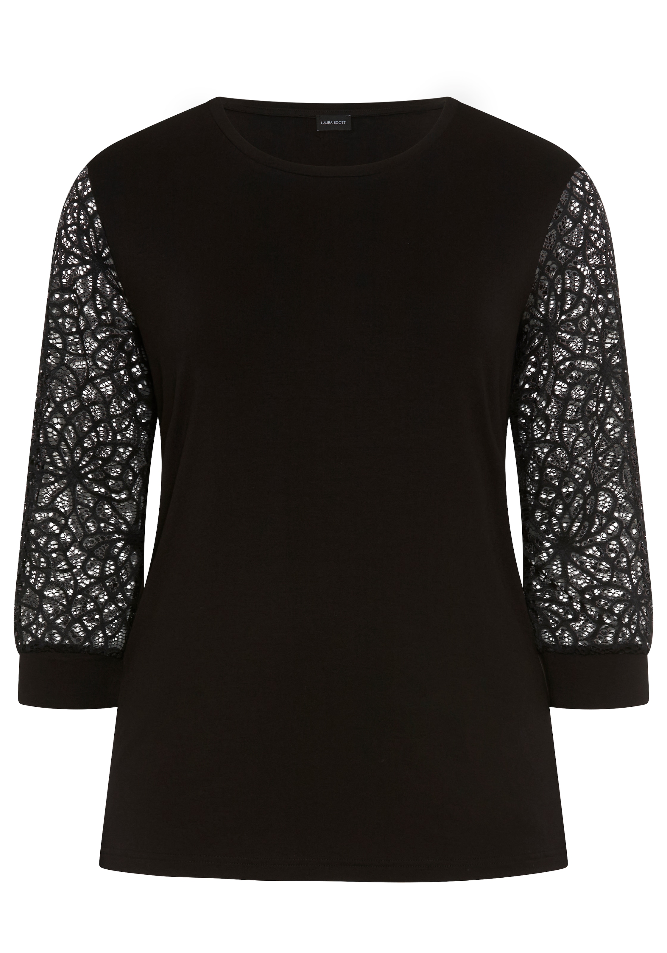 Laura Scott CURVE Spitzenshirt »Große Größen« figurbetonte Passform, mit Spitze, 3/4-Ärmel, Rundhalsausschnitt