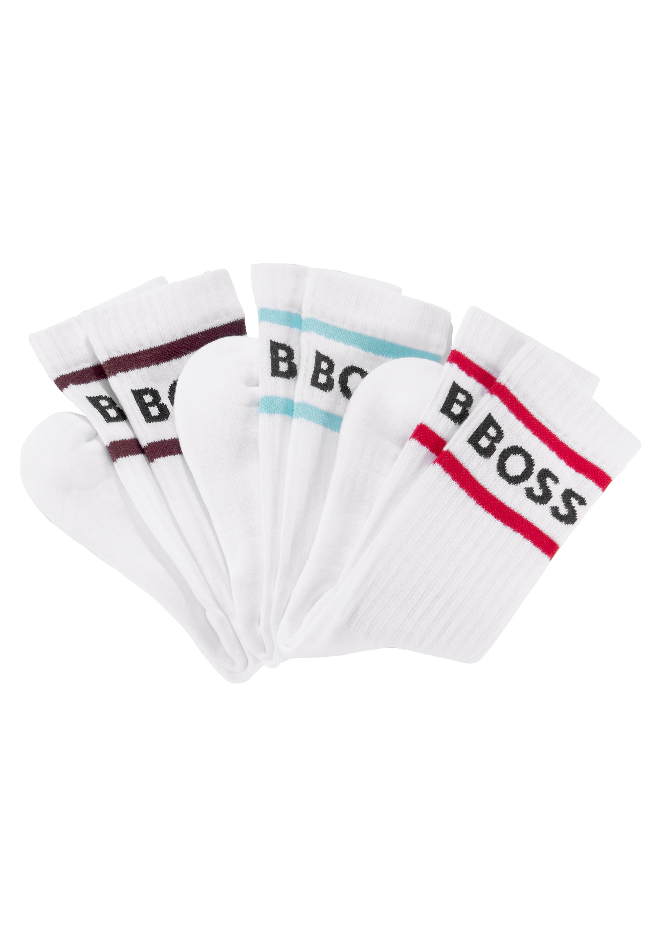 BOSS Socken "3P Rib Stripe CC", (Set, 3 Paar), mit sportlichen Streifen