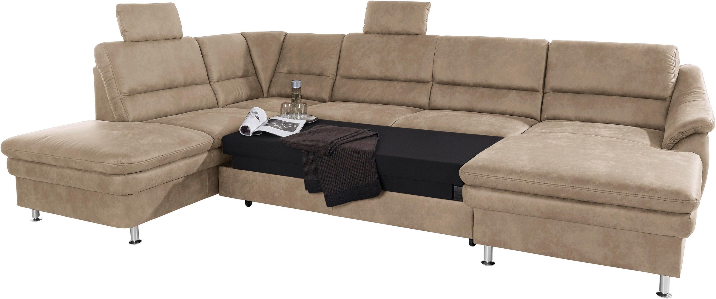 sit&more Wohnlandschaft »Cardoso U-Form«, mit Federkern und Kopfstützen, mit Bettfunktion und Relaxfunktion
