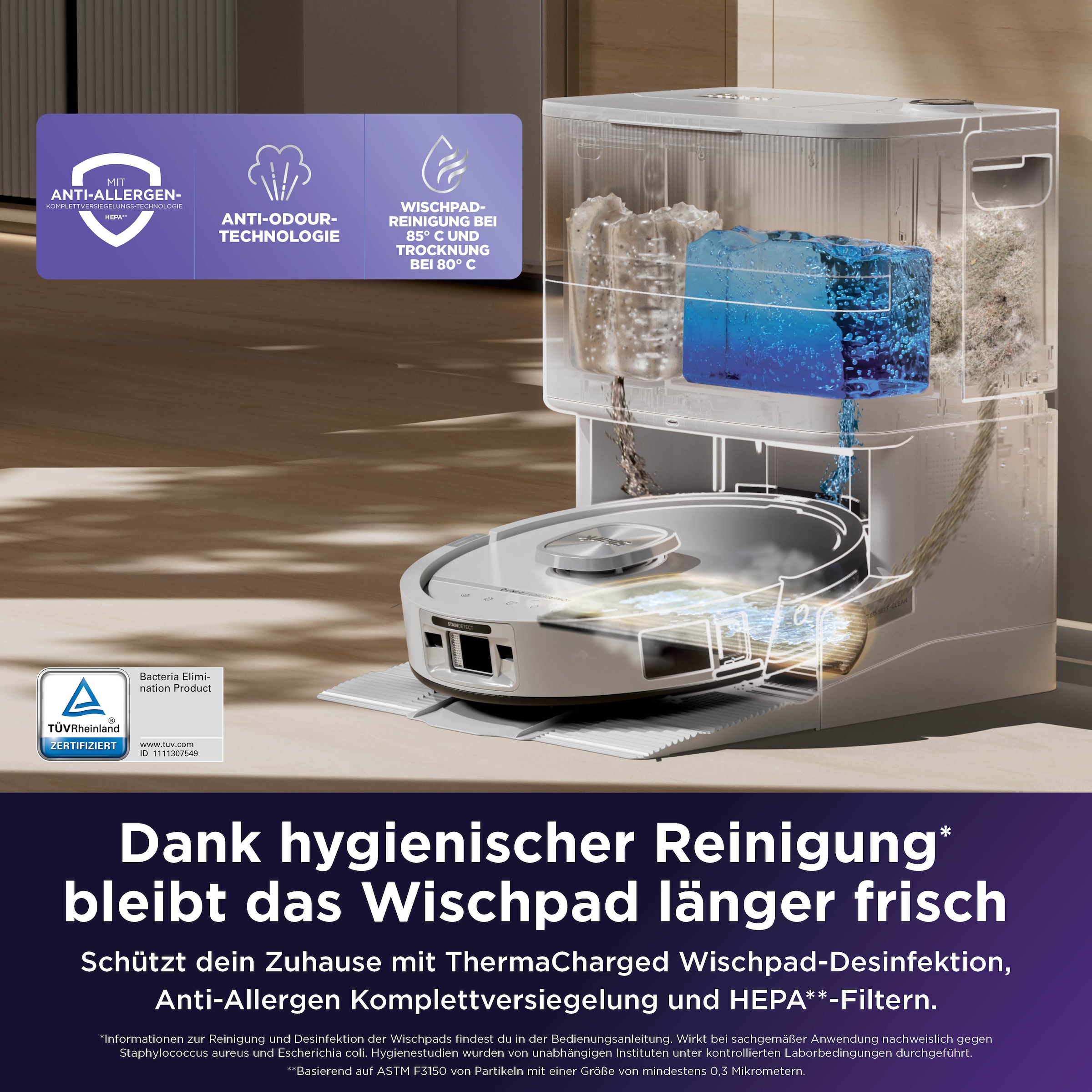 Shark Saugroboter »Shark PowerDetect UV Reveal 2-in-1 Saug- und Wischroboter  Schwarz« UV-Reveal-Technologie, 8 PowerDetect-Technologien