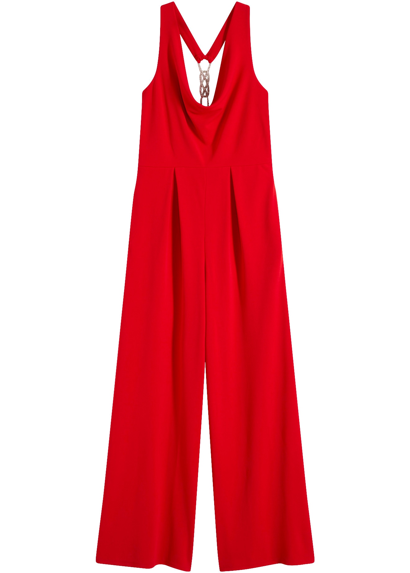 bonprix Jumpsuit schmale Passform, wasserfallkragen, ärmellos, festlicher Stil